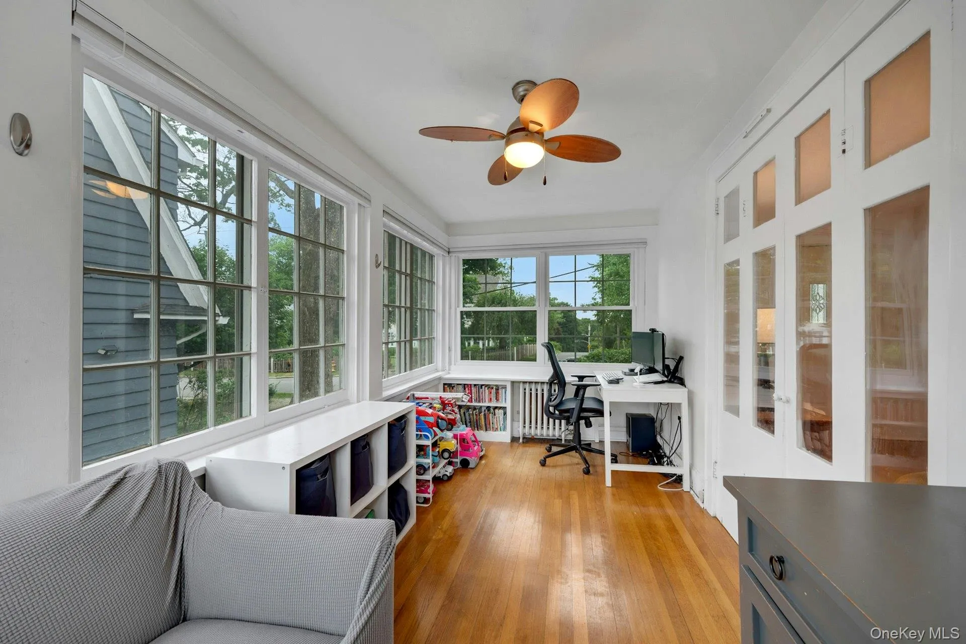 This sun room makes a great work-from-home office and family room This sun room makes a great work-from-home office and family room