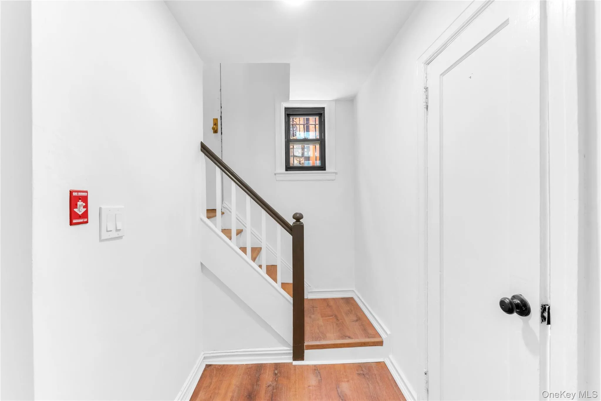 Stairs connecting lower and upper level Stairs connecting lower and upper level