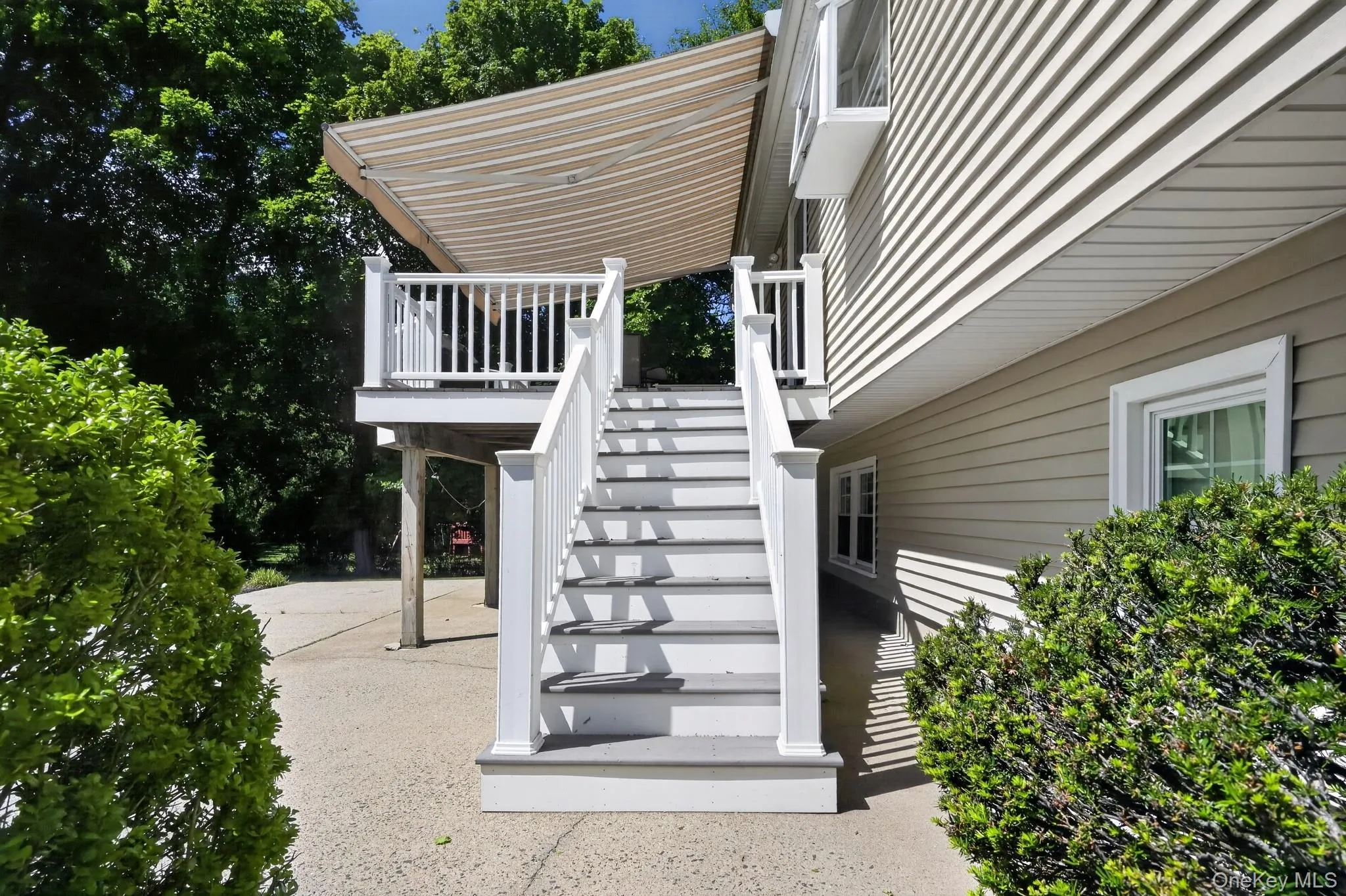 Staircase from deck to patio Staircase from deck to patio