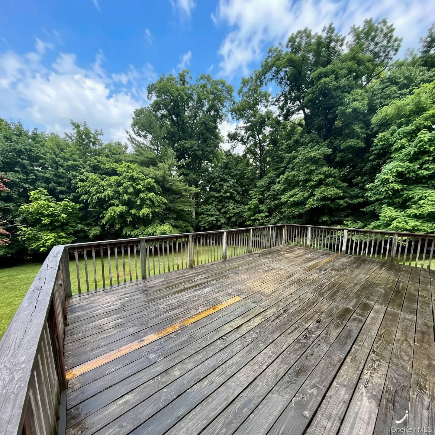 Oversized Deck looking out over the spacious backyard Oversized Deck looking out over the spacious backyard
