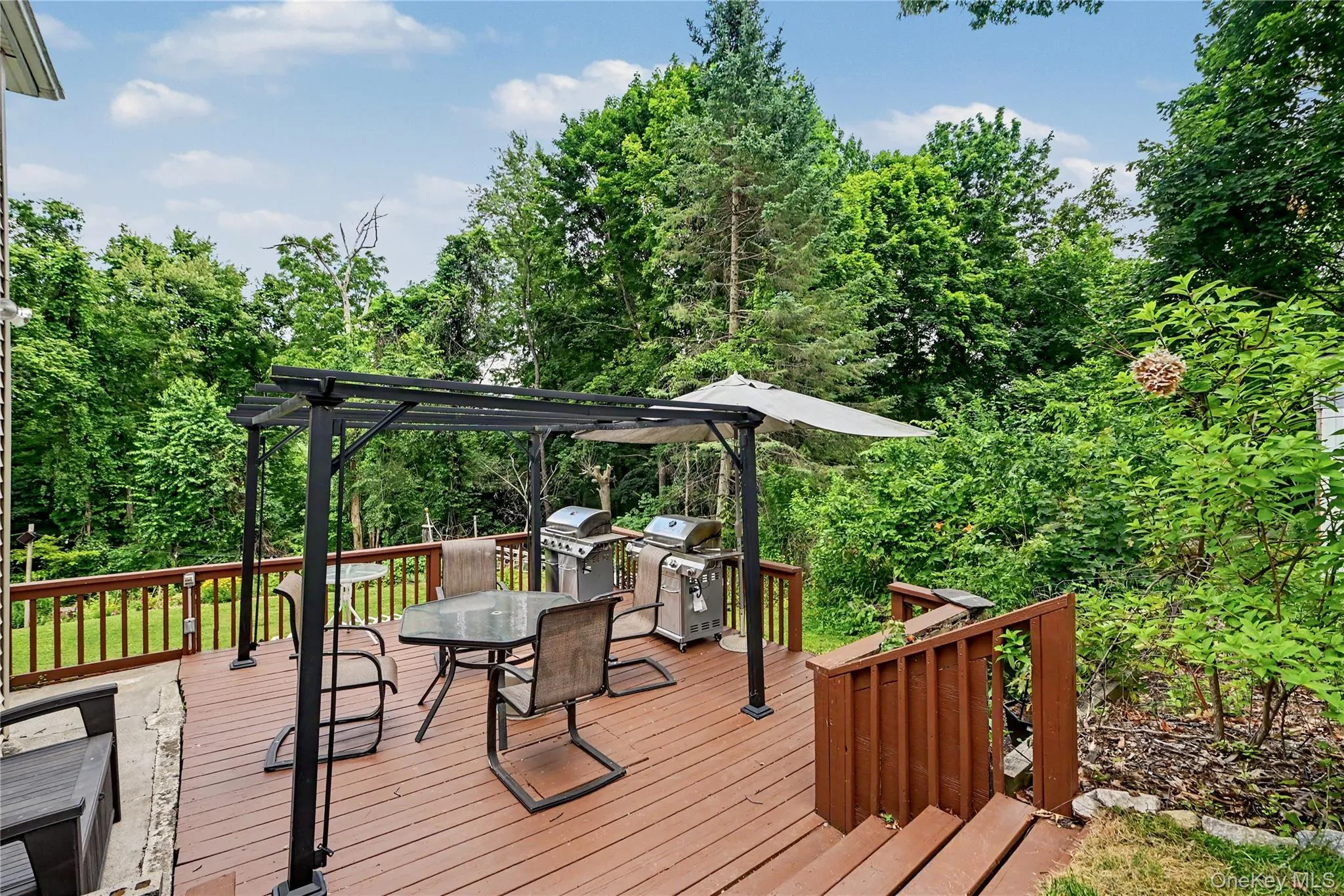 Large wooden deck. Large wooden deck.
