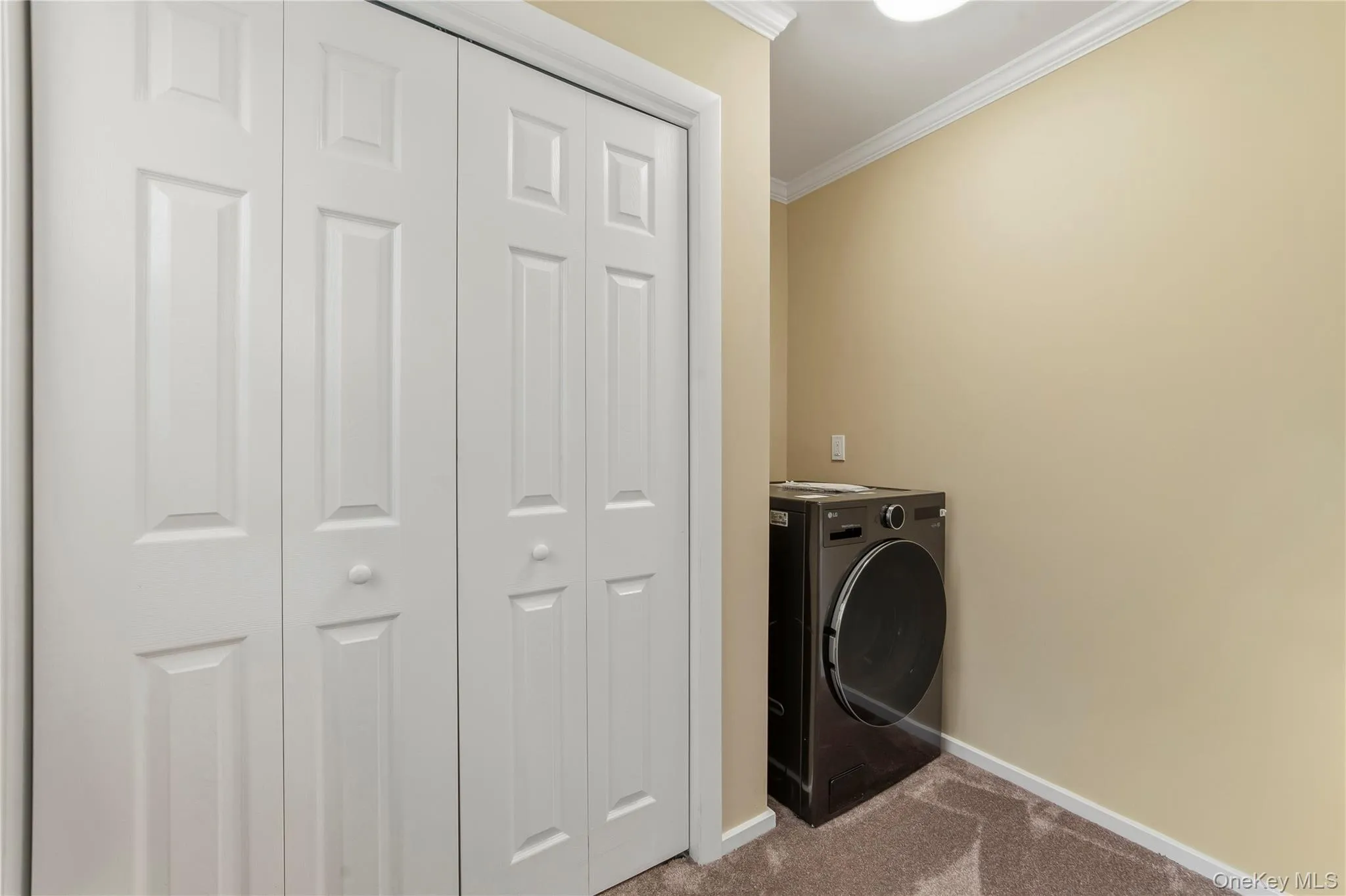 A second double door closet and a brand new dual washer/dryer. A second double door closet and a brand new dual washer/dryer.