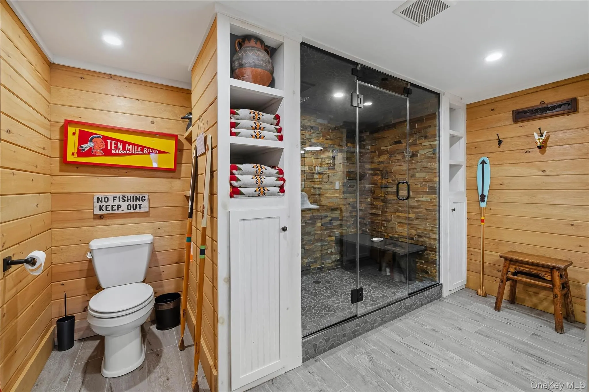 Lower level bathroom with steam shower Lower level bathroom with steam shower