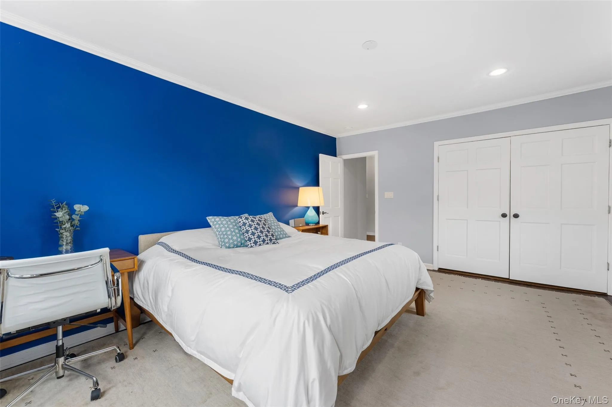Bedroom features large closet. Bedroom features large closet.