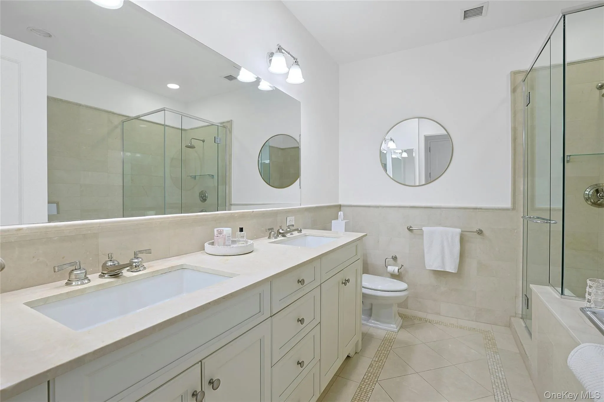 Primary Bathroom with Double Sink Vanity, Separate Walk-in Shower and Deep Soaking Tub Primary Bathroom with Double Sink Vanity, Separate Walk-in Shower and Deep Soaking Tub