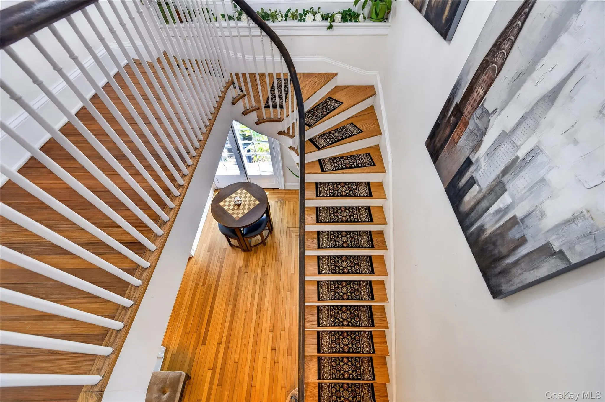 Landing with a beautiful wood staircase Landing with a beautiful wood staircase