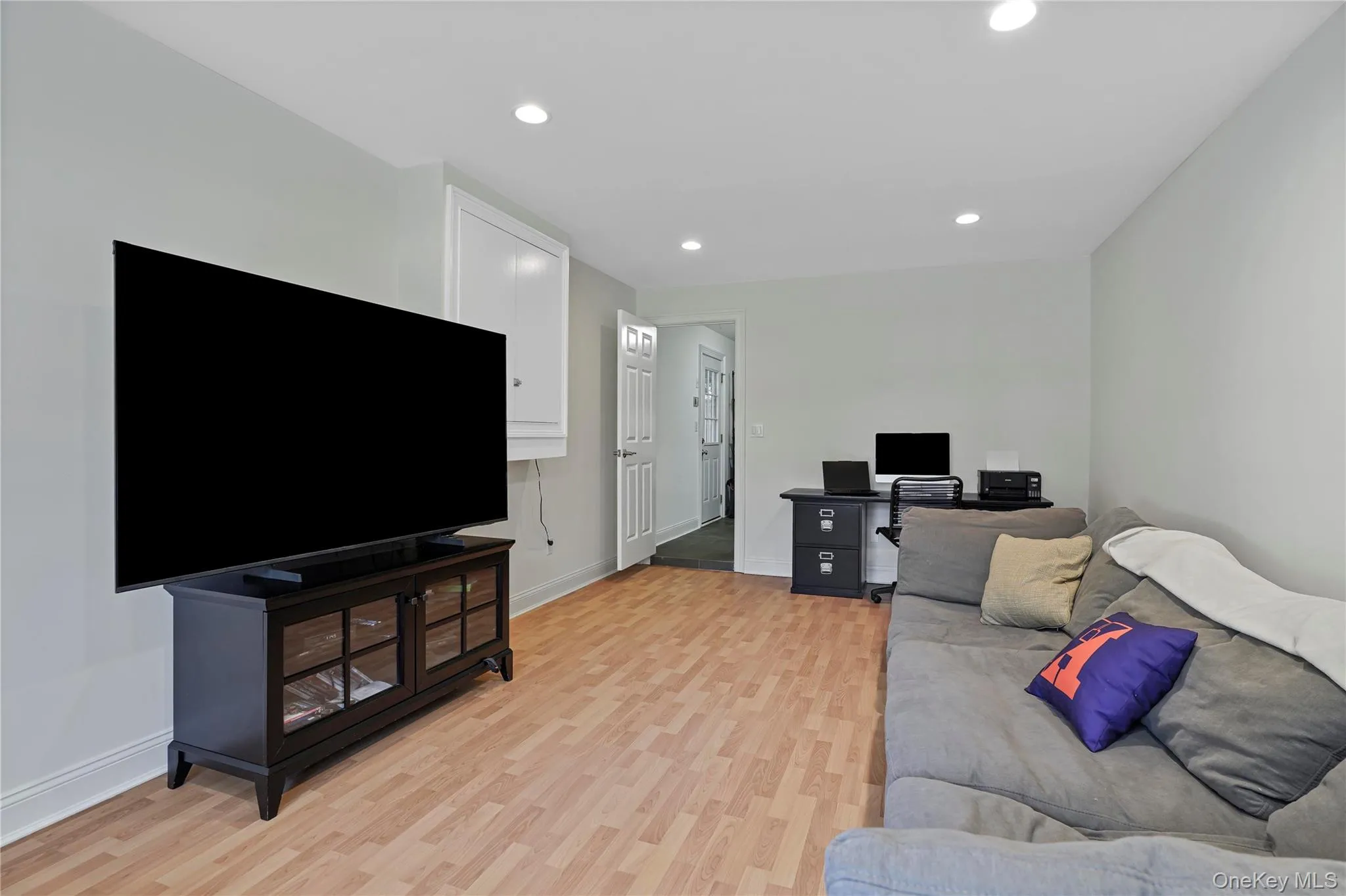 Freshly painted TV Room with gaming area and desk space Freshly painted TV Room with gaming area and desk space