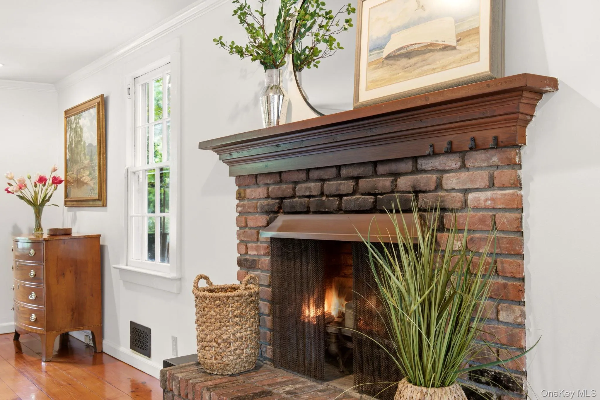 Original wood burning fire place in Living Room. Original wood burning fire place in Living Room.