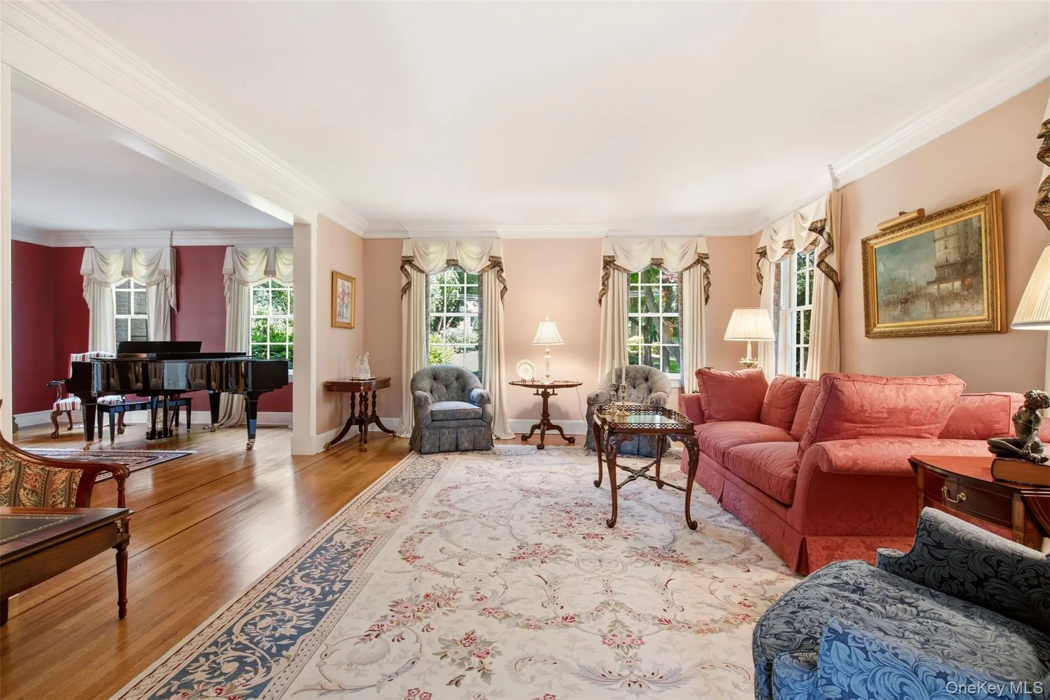 Large windows with wood inlaid floors Large windows with wood inlaid floors