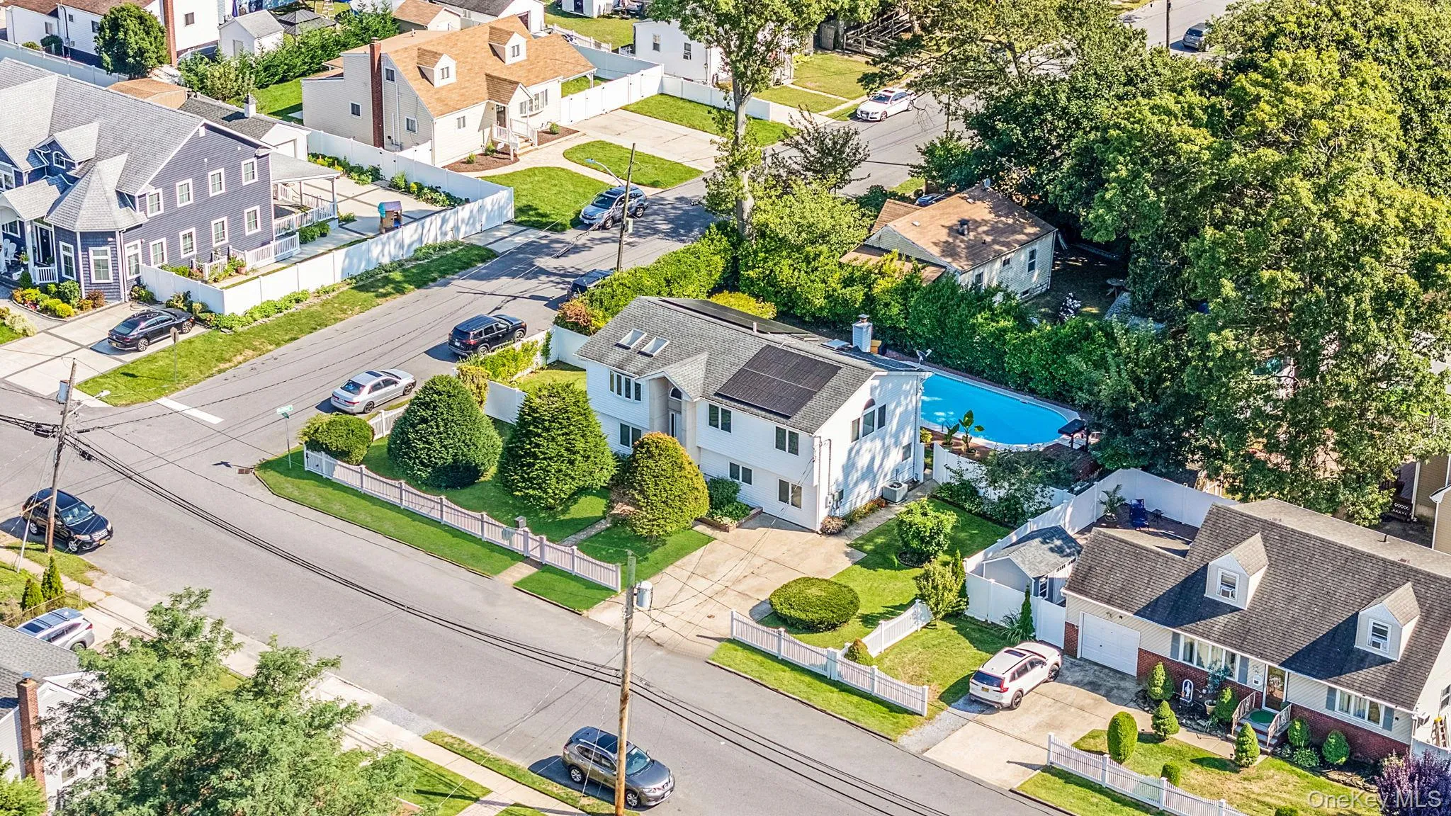 Aerial perspective of suburban area Aerial perspective of suburban area