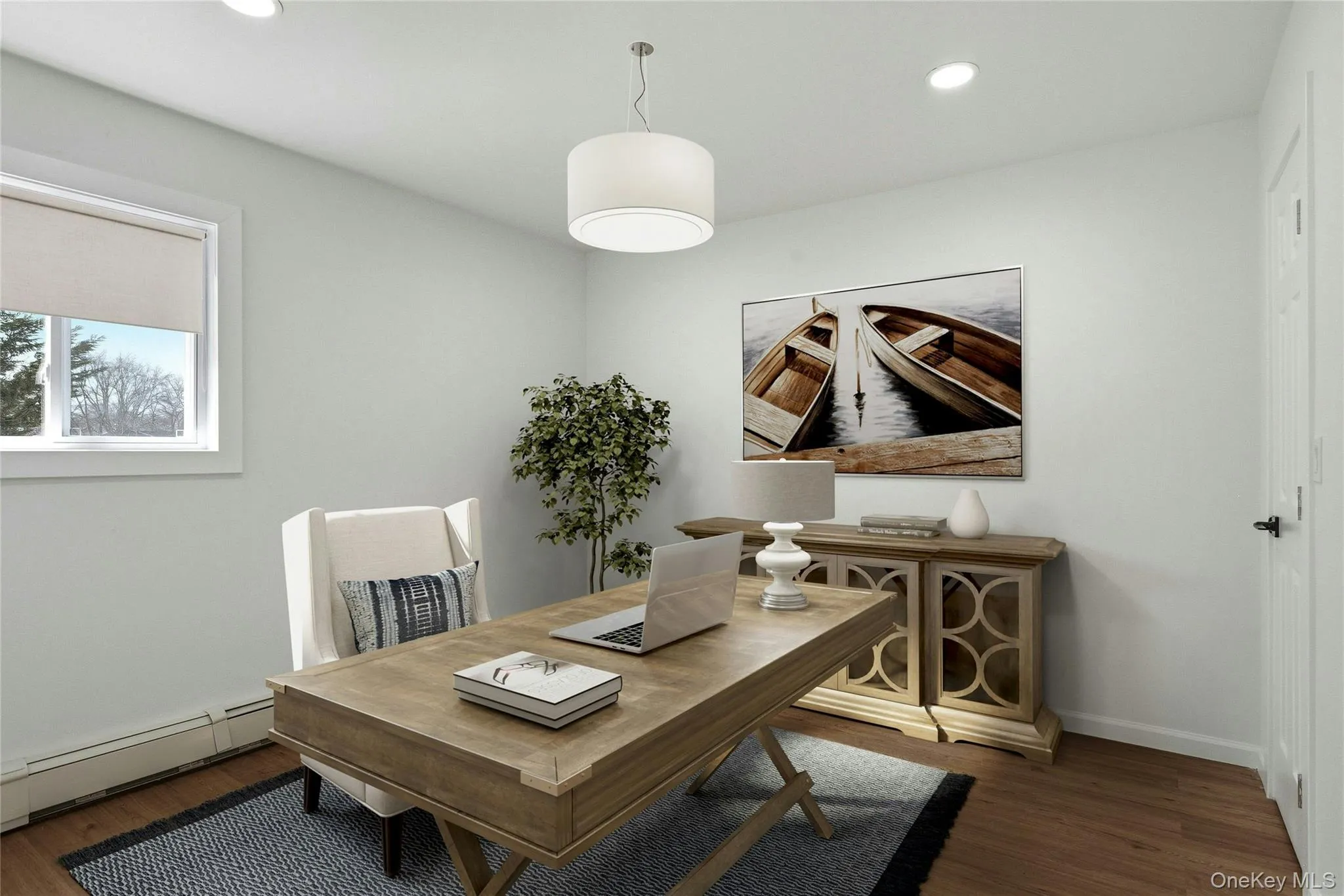 Bedroom 3 photo has been virtually staged as an office Bedroom 3 photo has been virtually staged as an office