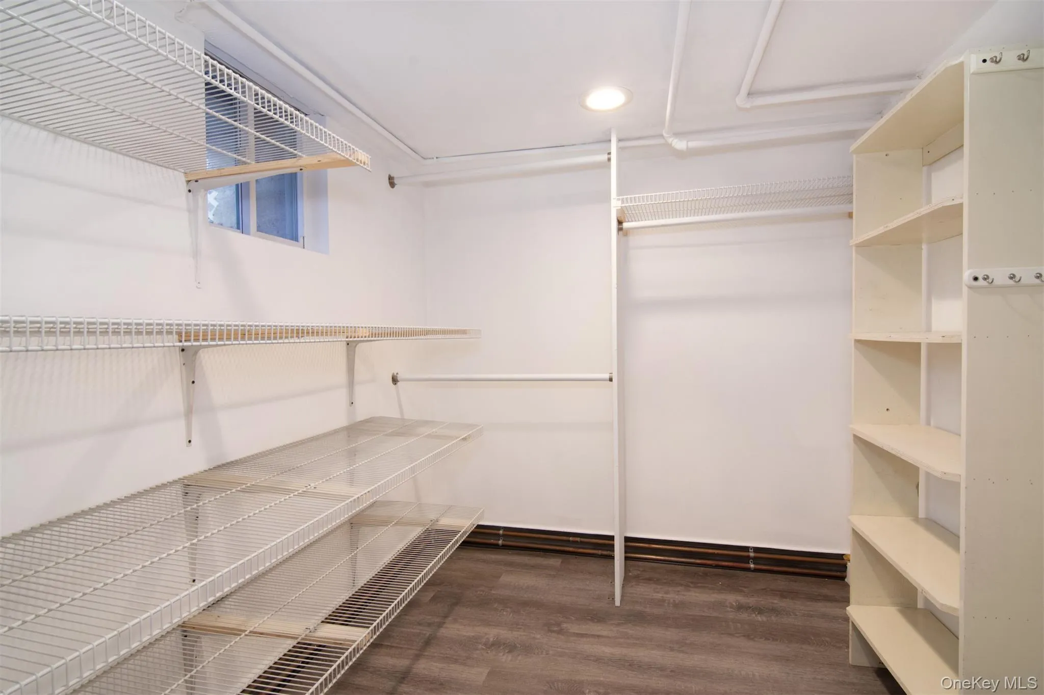 Spacious closet featuring dark hardwood / wood-style flooring Spacious closet featuring dark hardwood / wood-style flooring