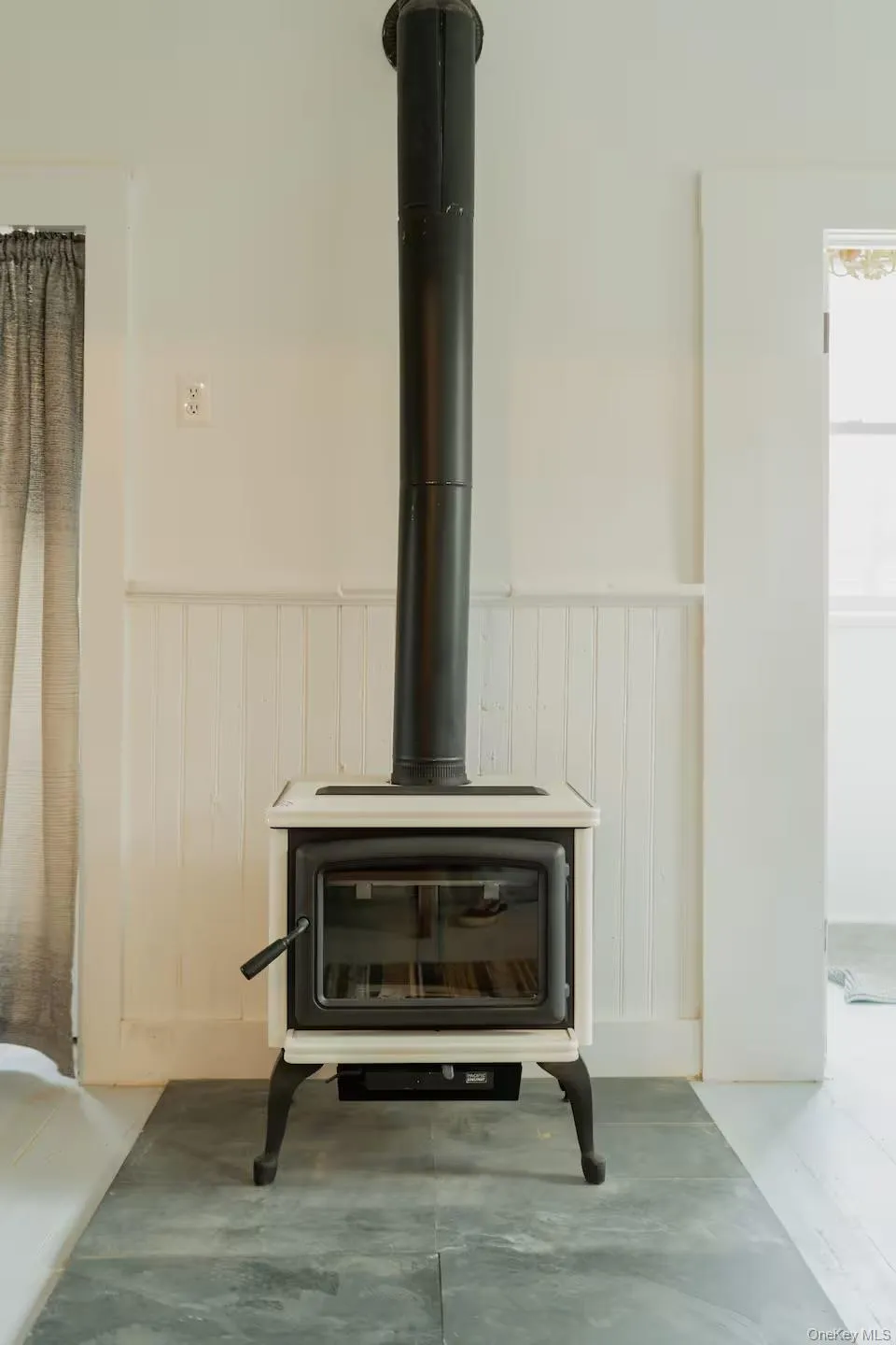 Wood burning stove in living room Wood burning stove in living room