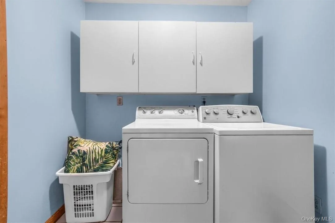The laundry room is on the main level and offers access to the garage. The laundry room is on the main level and offers access to the garage.
