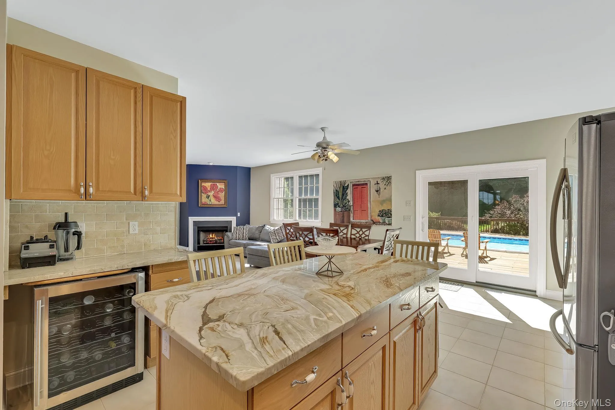 Over sized Island with seating and Wine Cooler Over sized Island with seating and Wine Cooler