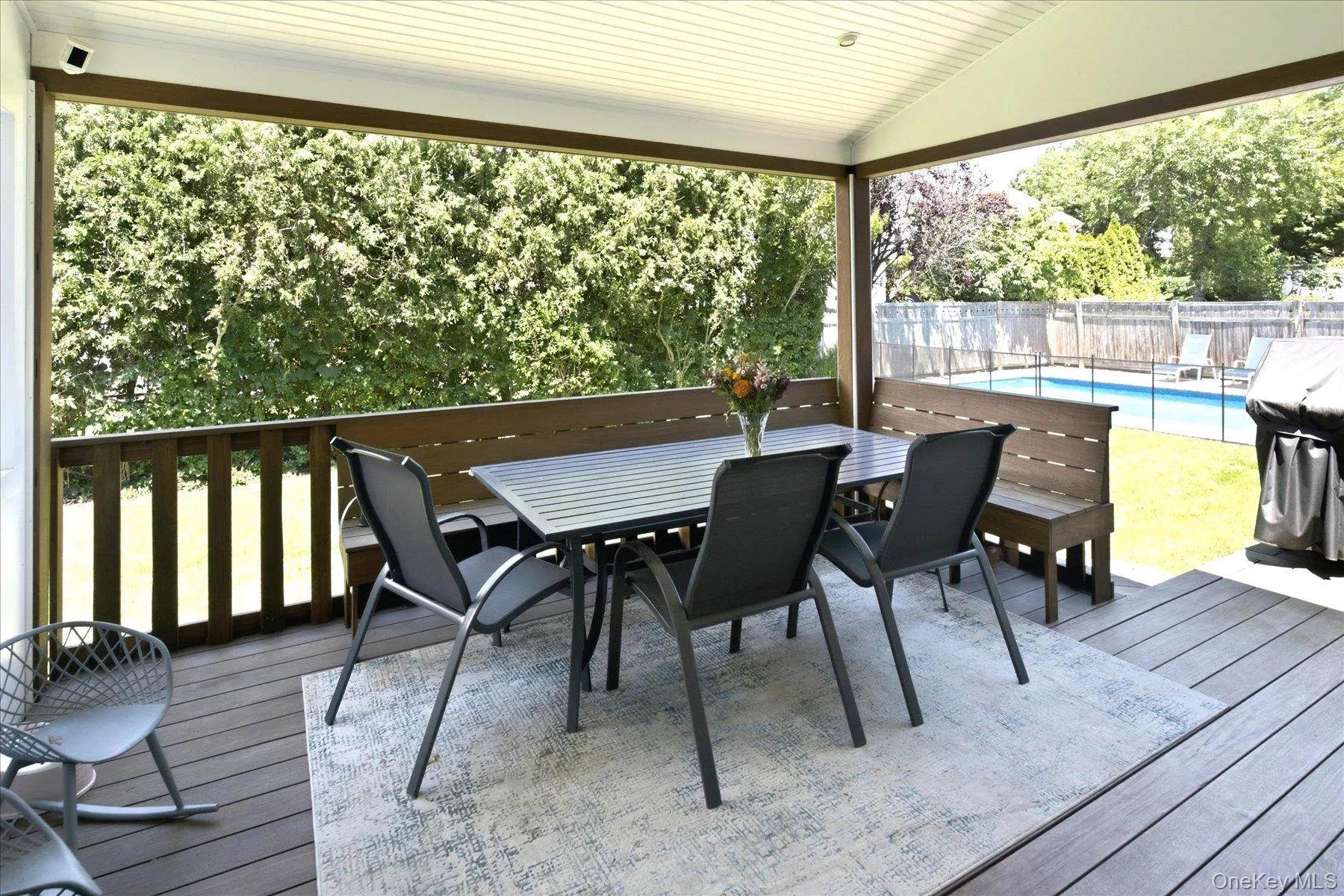 Covered deck off of living room Covered deck off of living room