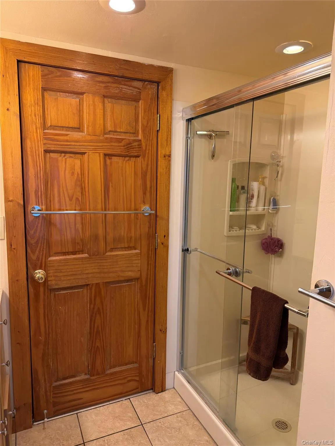 Walk-in shower in second floor bathroom. Walk-in shower in second floor bathroom.