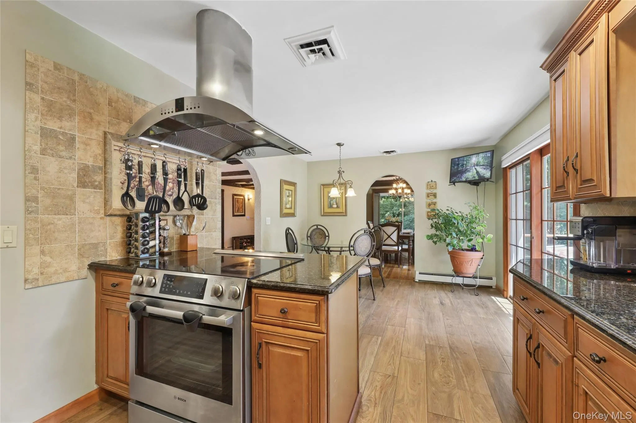 island with electric range with exhaust hood. island with electric range with exhaust hood.