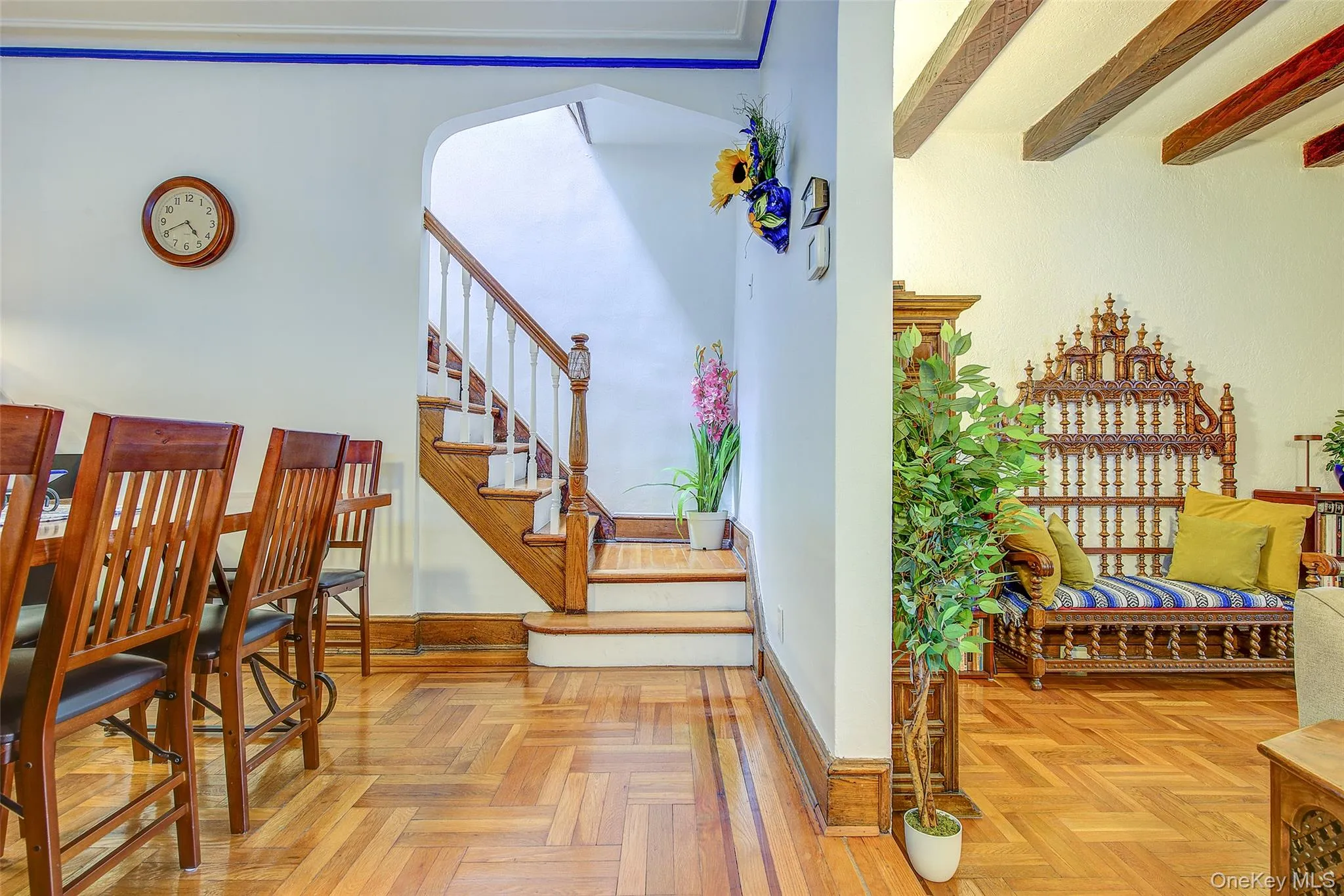 Stairs to second floor, bedrooms and primary bathroom. Top floor also has a skylight and access to roof. Stairs to second floor, bedrooms and primary bathroom. Top floor also has a skylight and access to roof.