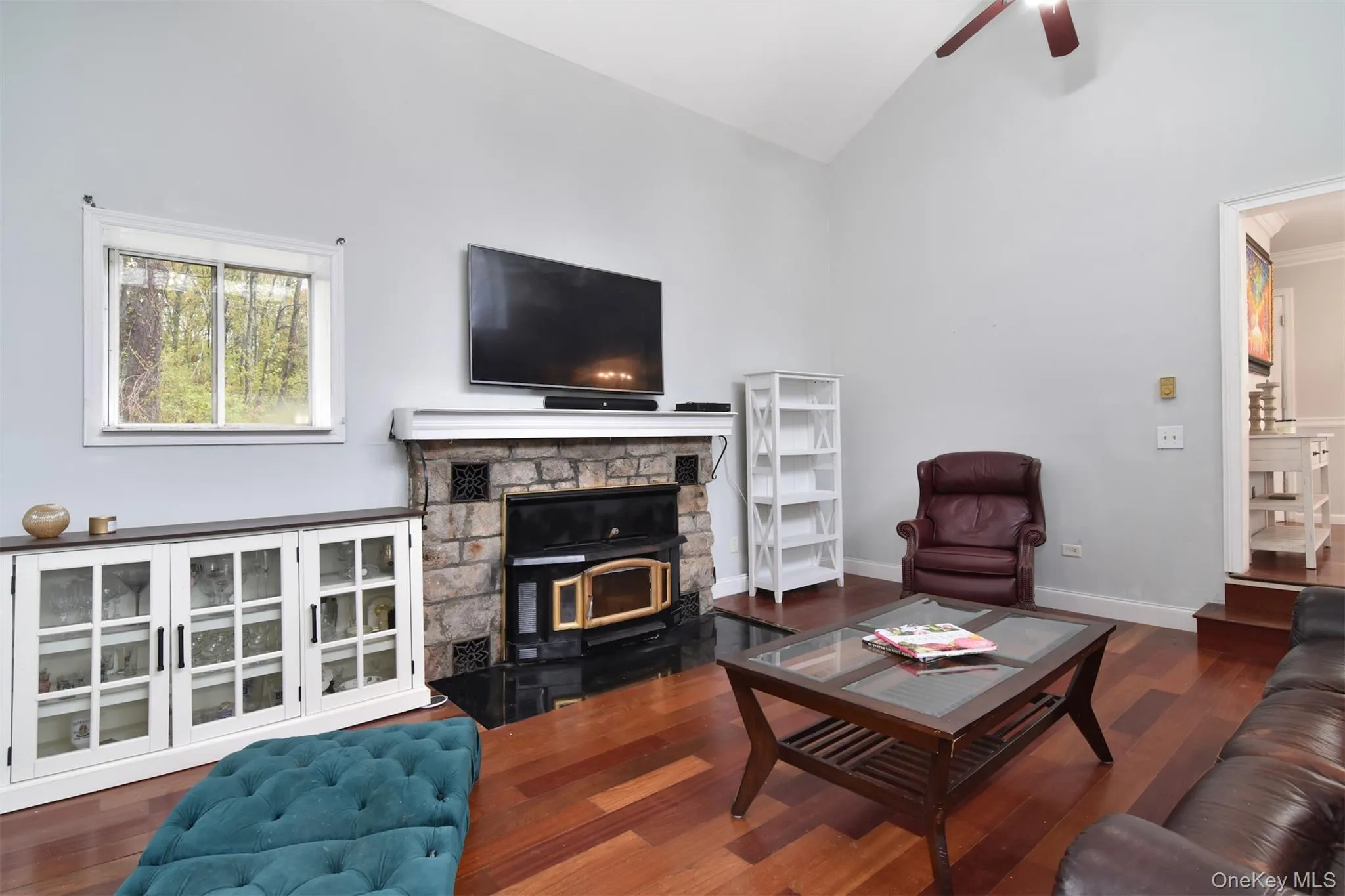 Living Room with Wood Burning Fireplace Living Room with Wood Burning Fireplace