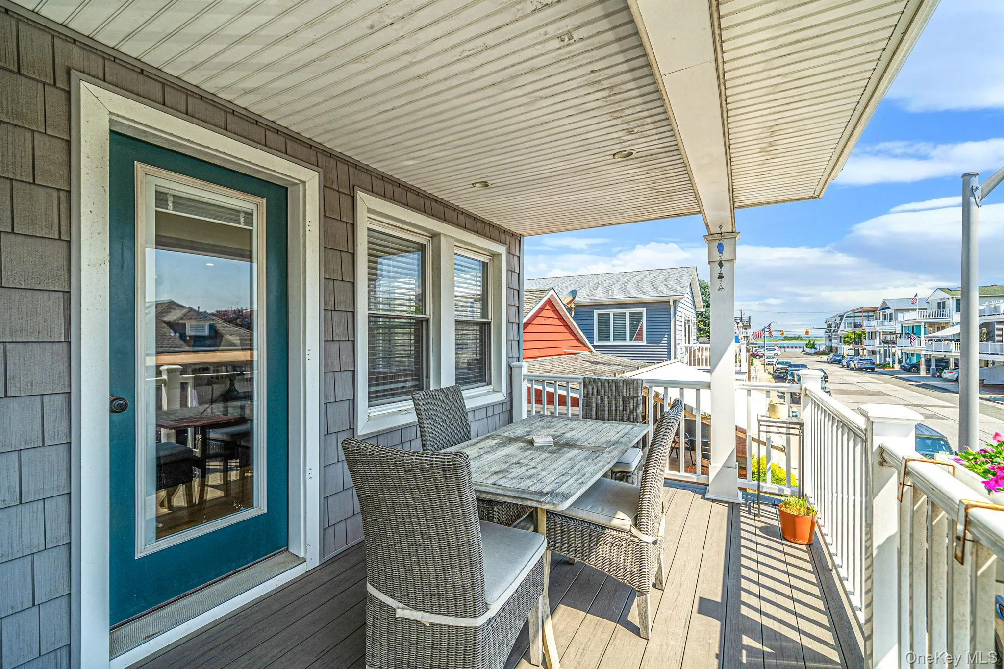 Covered composite deck with water views Covered composite deck with water views