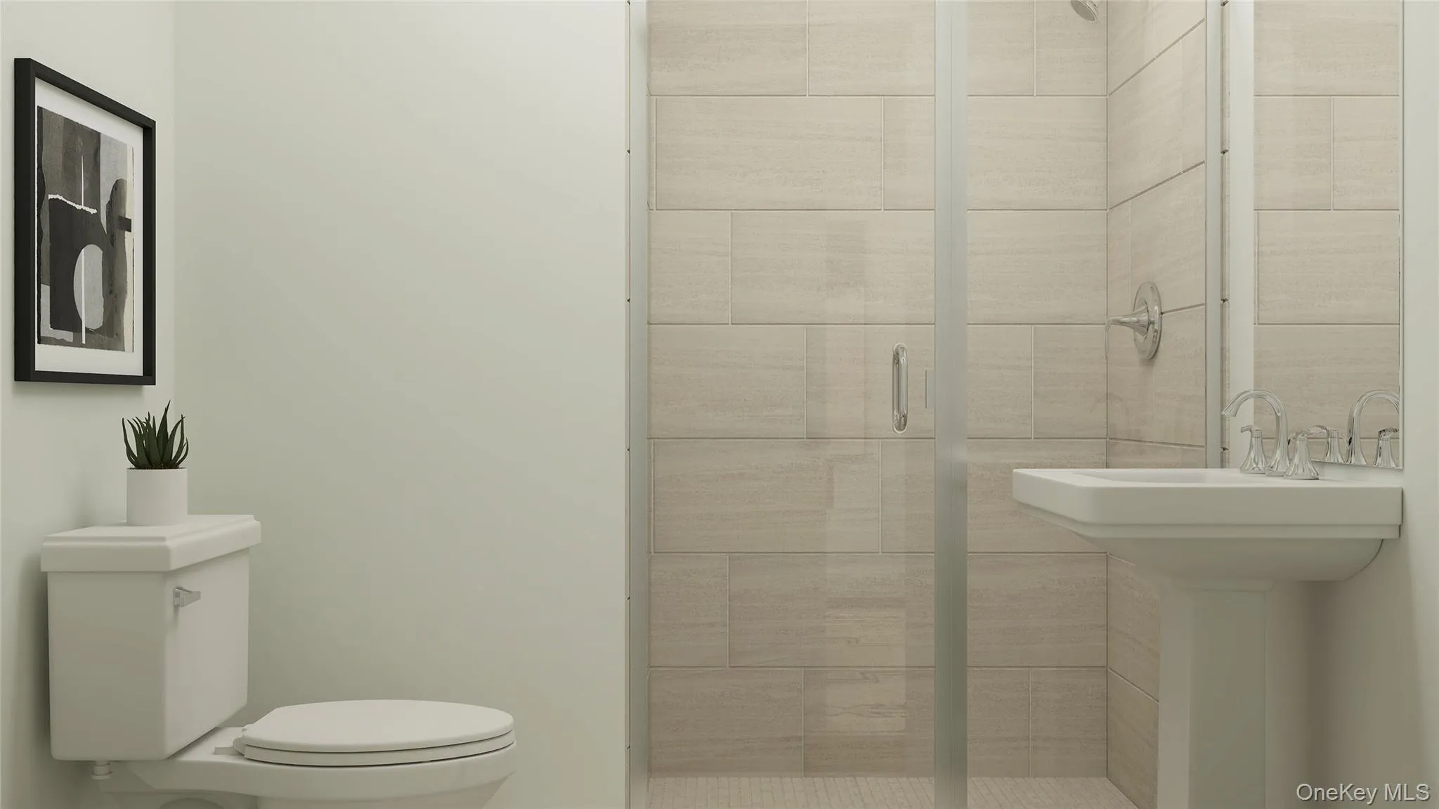 Full bath featuring a shower stall and toilet Full bath featuring a shower stall and toilet