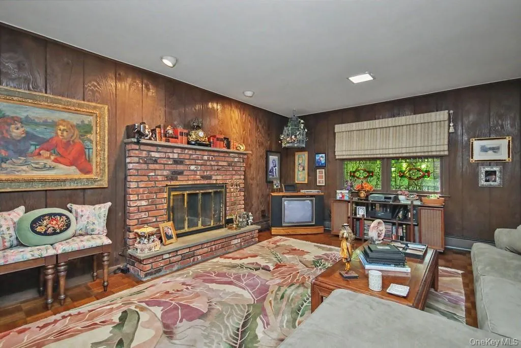 Family room has a brick fireplace Family room has a brick fireplace