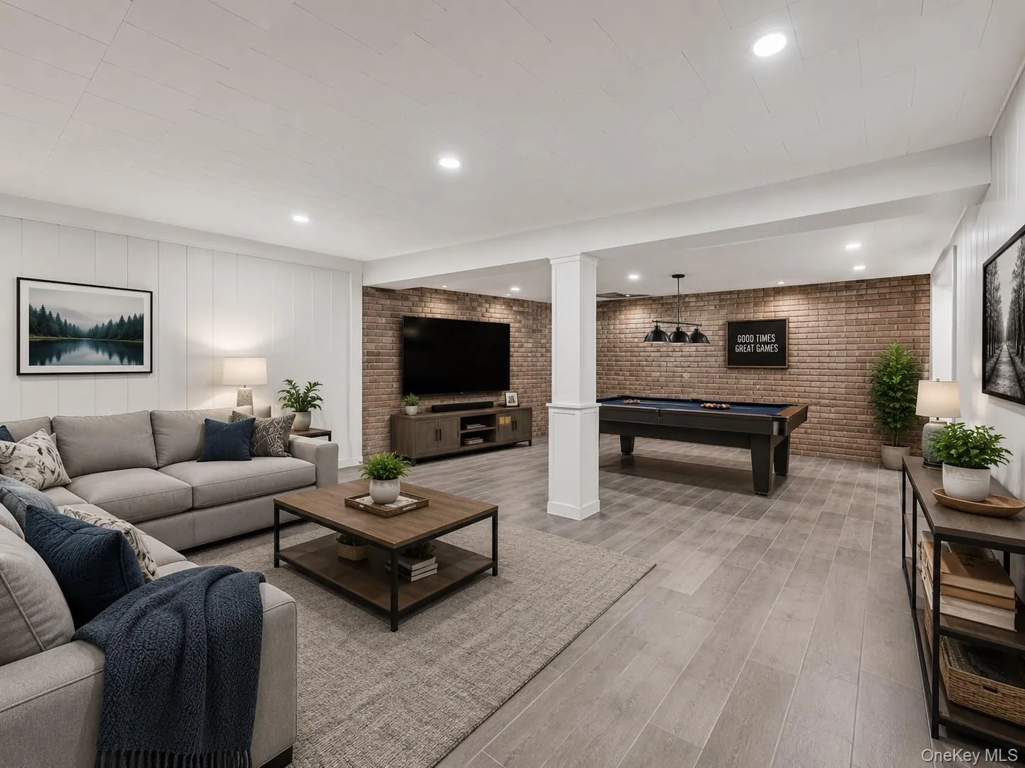 Basement Virtually staged, family room and game room Basement Virtually staged, family room and game room