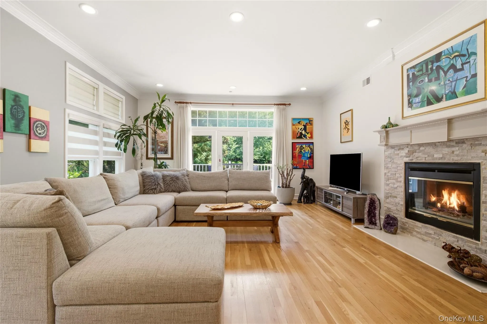 Living Room | Hardwood Floors | French Doors | Mantled Gas Fireplace Living Room | Hardwood Floors | French Doors | Mantled Gas Fireplace