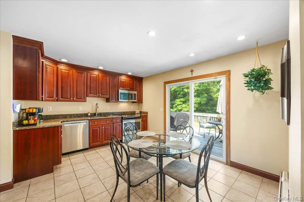 Kitchen provides ample cabinet and counter space along with sliders to the rear porch. Kitchen provides ample cabinet and counter space along with sliders to the rear porch.