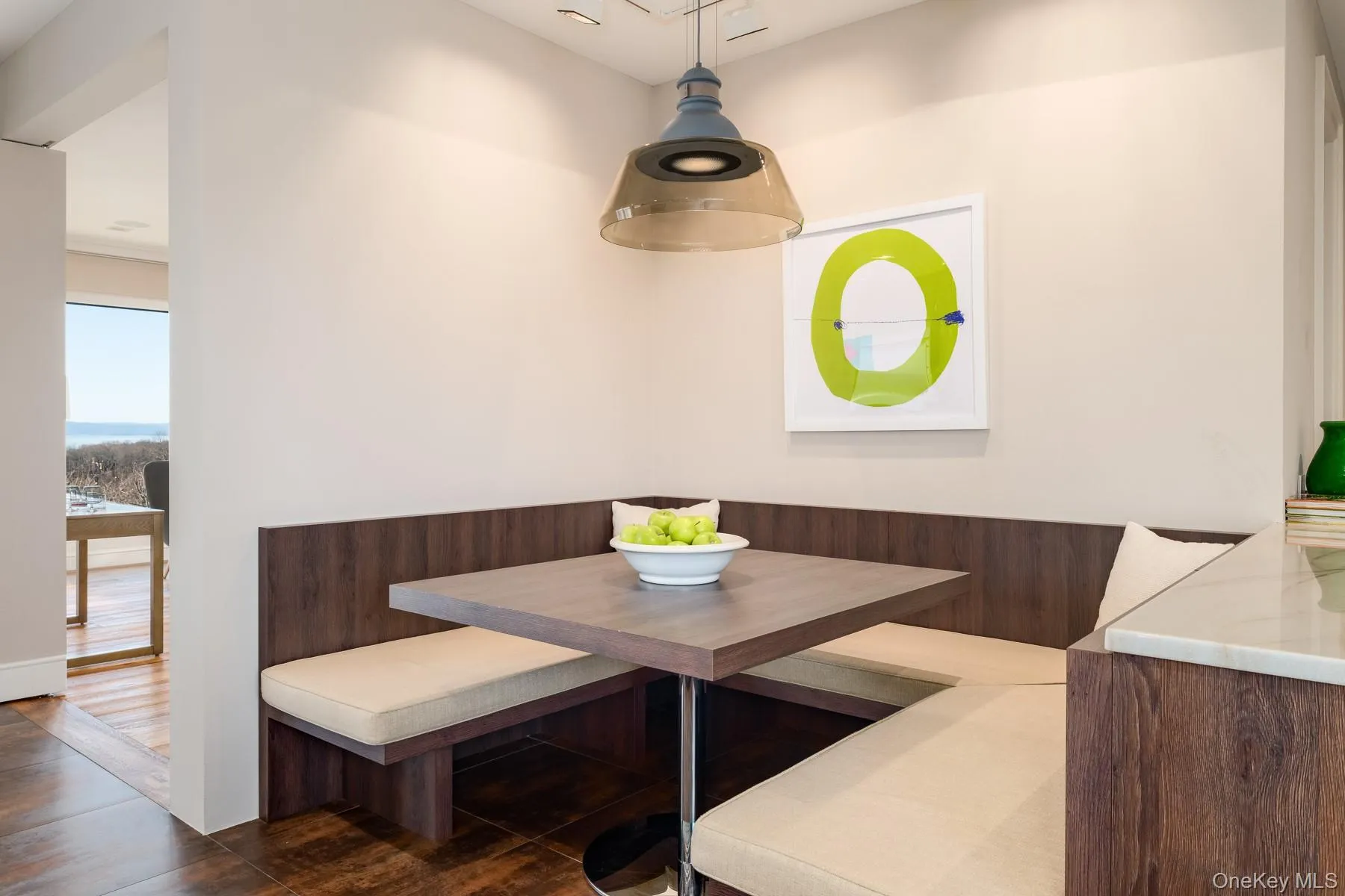 Banquette breakfast nook for casual dining. Banquette breakfast nook for casual dining.