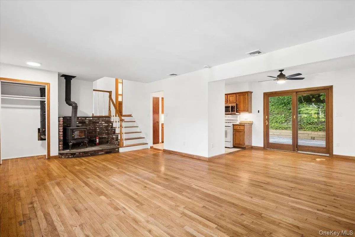 You'll appreciate the warmth come winter with this wood burning fireplace. You'll appreciate the warmth come winter with this wood burning fireplace.