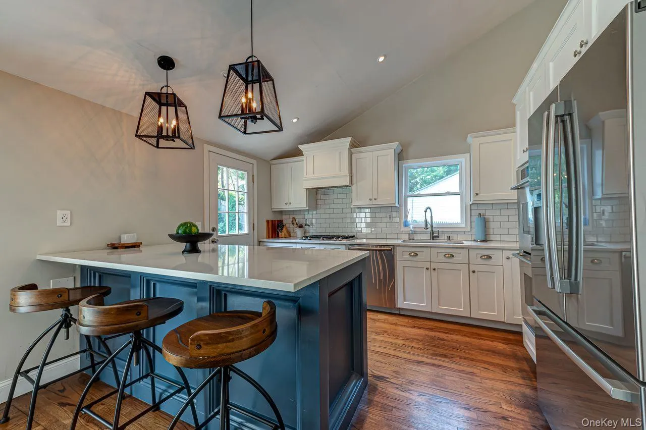 Center island with quartz counters Center island with quartz counters