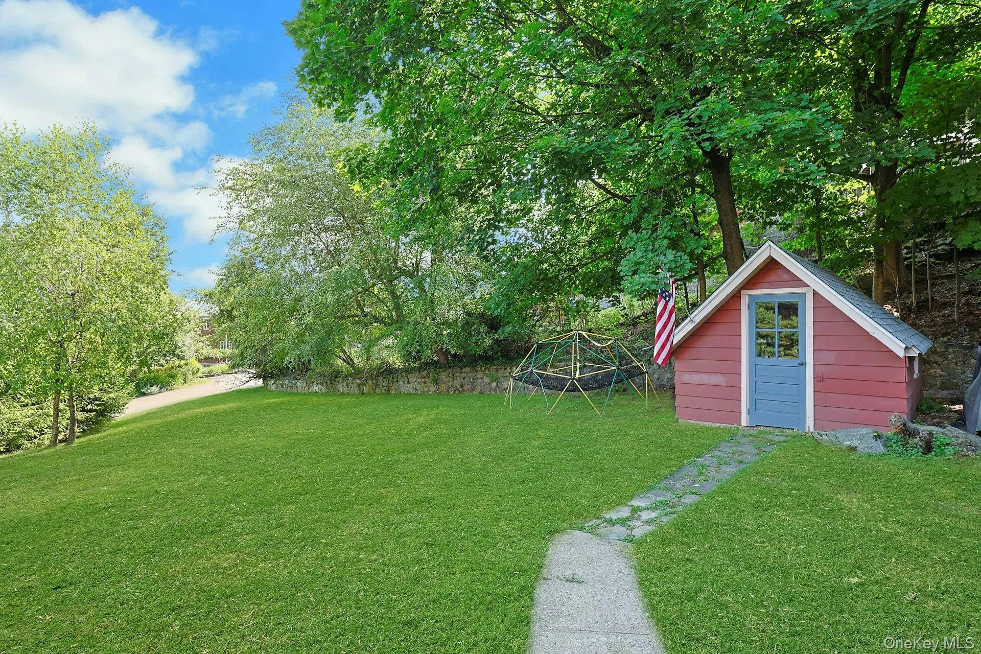 The potting/storage shed is convenient. The large front yard is a great spot to kick around a ball. The potting/storage shed is convenient. The large front yard is a great spot to kick around a ball.