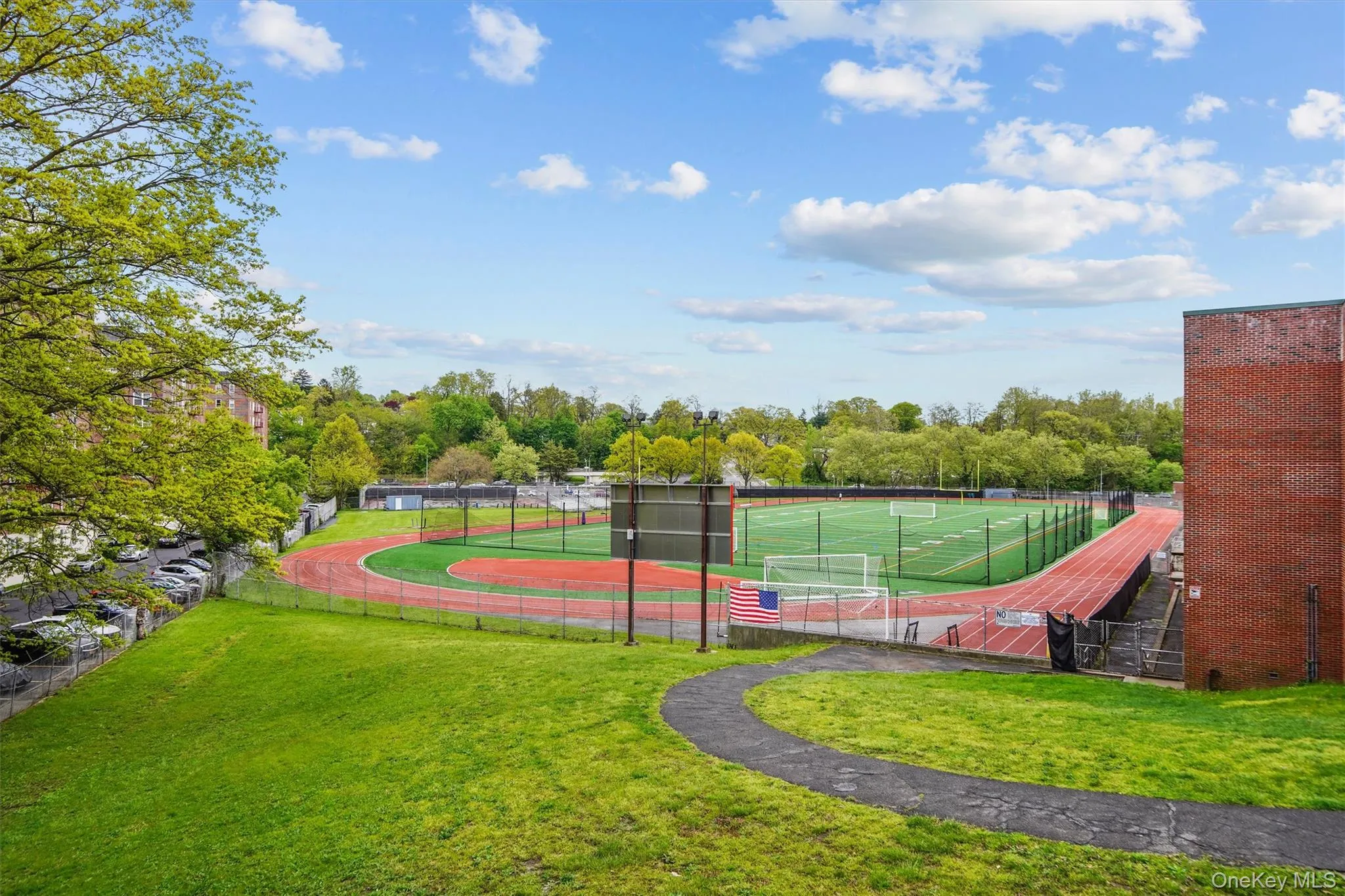 Nearby school with football field. Nearby school with football field.