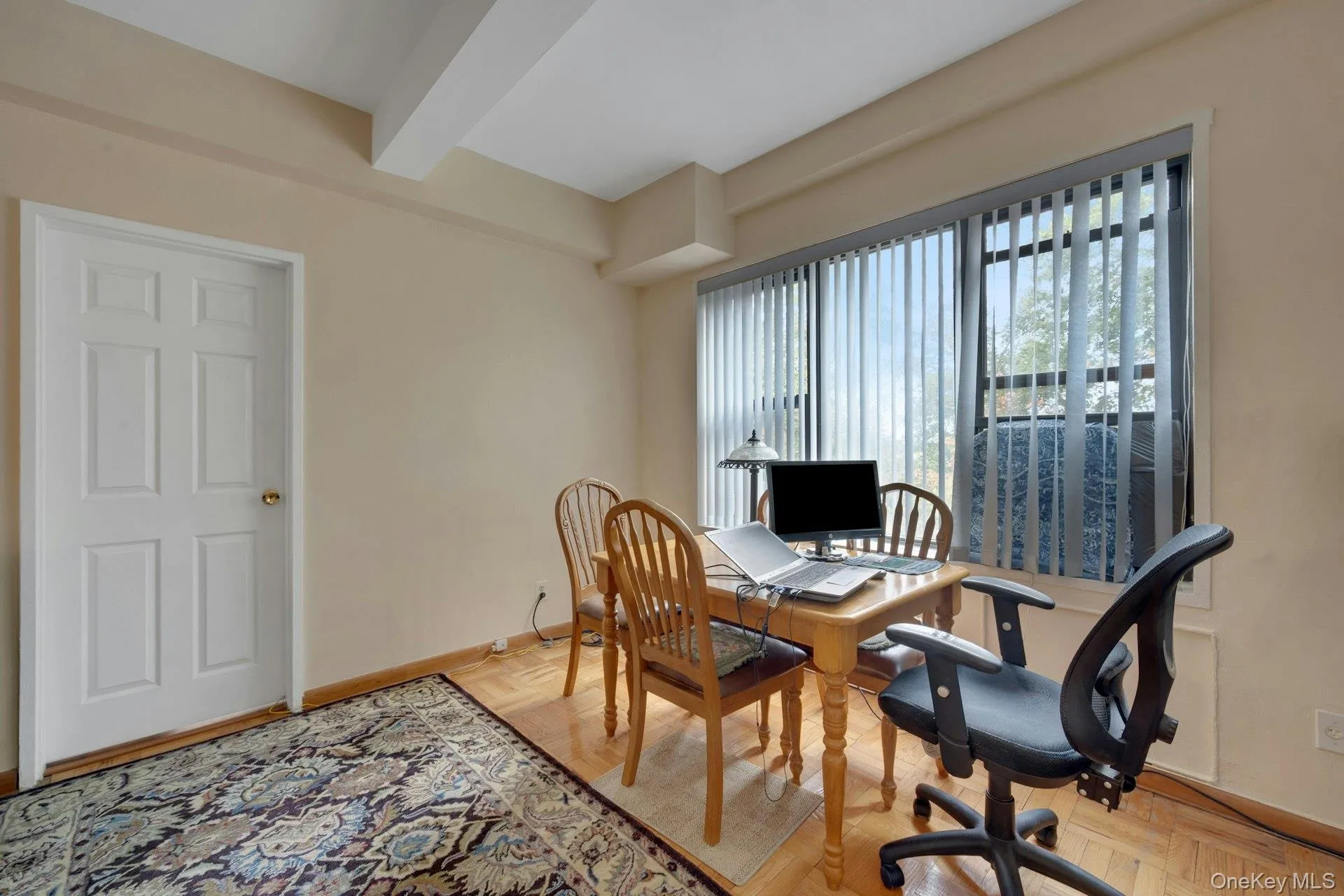 Dining room with 9 Ft Ceiling, Large window. Dining room with 9 Ft Ceiling, Large window.
