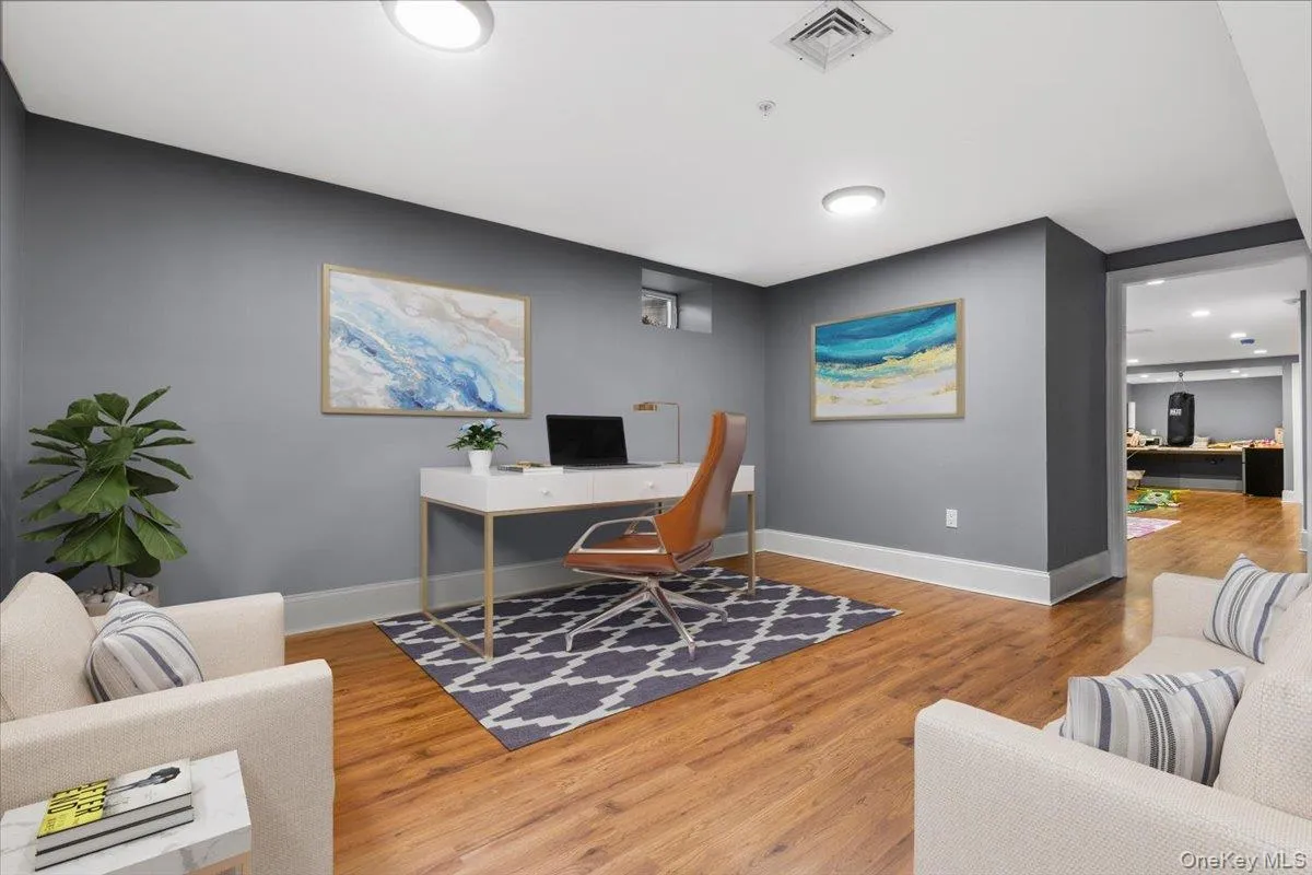 Quiet secondary home office space tucked away in the fully finished basement. Quiet secondary home office space tucked away in the fully finished basement.