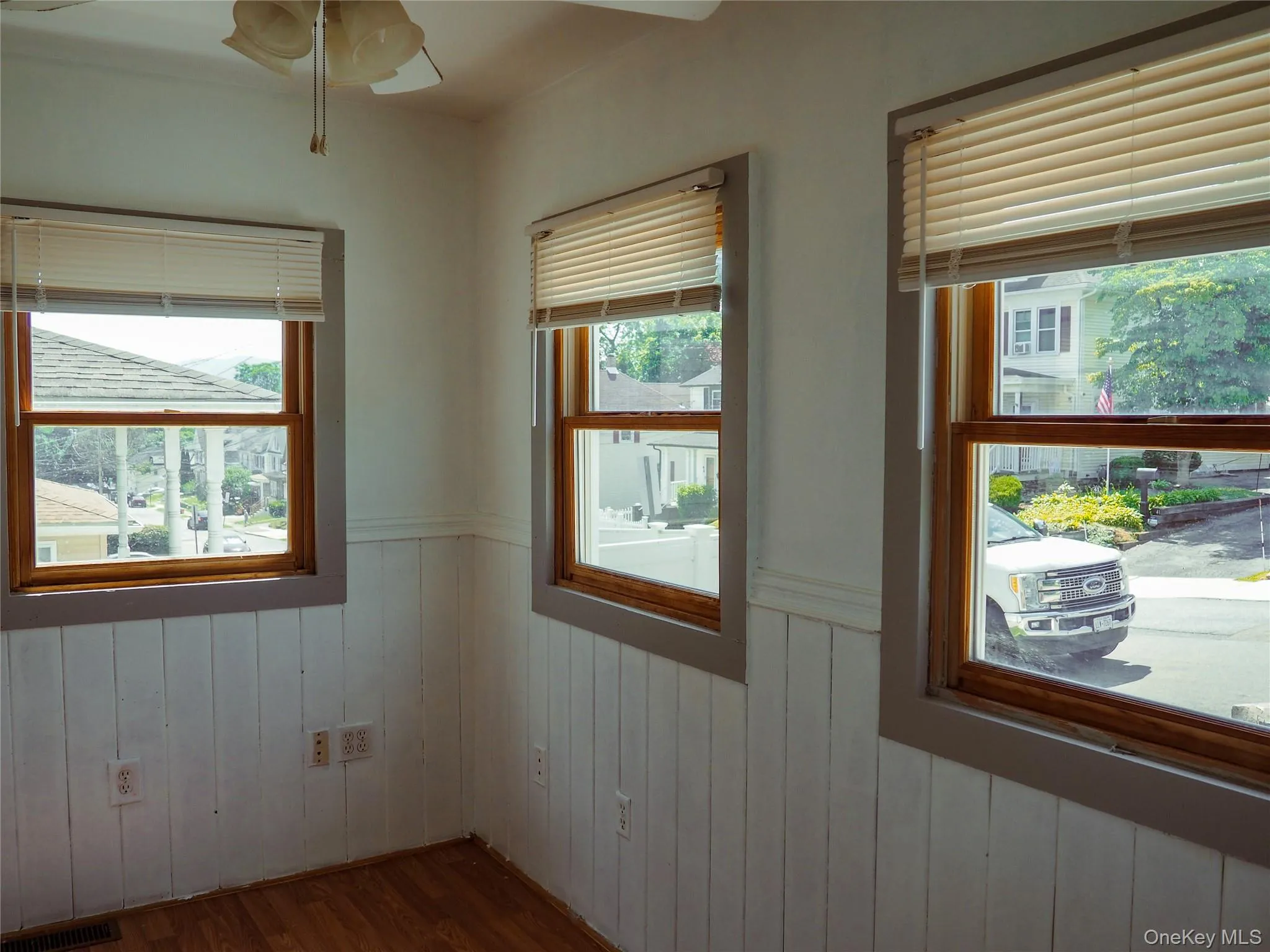 This is the view from inside the enclosed finished front porch. This is the view from inside the enclosed finished front porch.