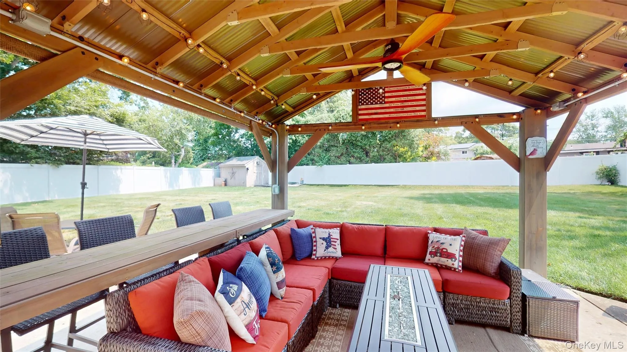 Enjoy the outdoors and all that your PVC fenced property offers, including a rear-yard storage shed and covered open-air gazebo! Enjoy the outdoors and all that your PVC fenced property offers, including a rear-yard storage shed and covered open-air gazebo!