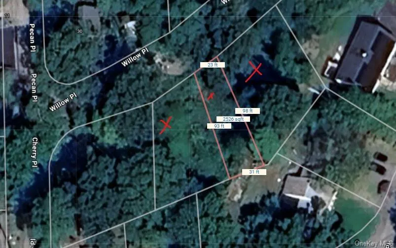 Showing all three lots with an X And the Dimension of 1 of the lots Showing all three lots with an X And the Dimension of 1 of the lots