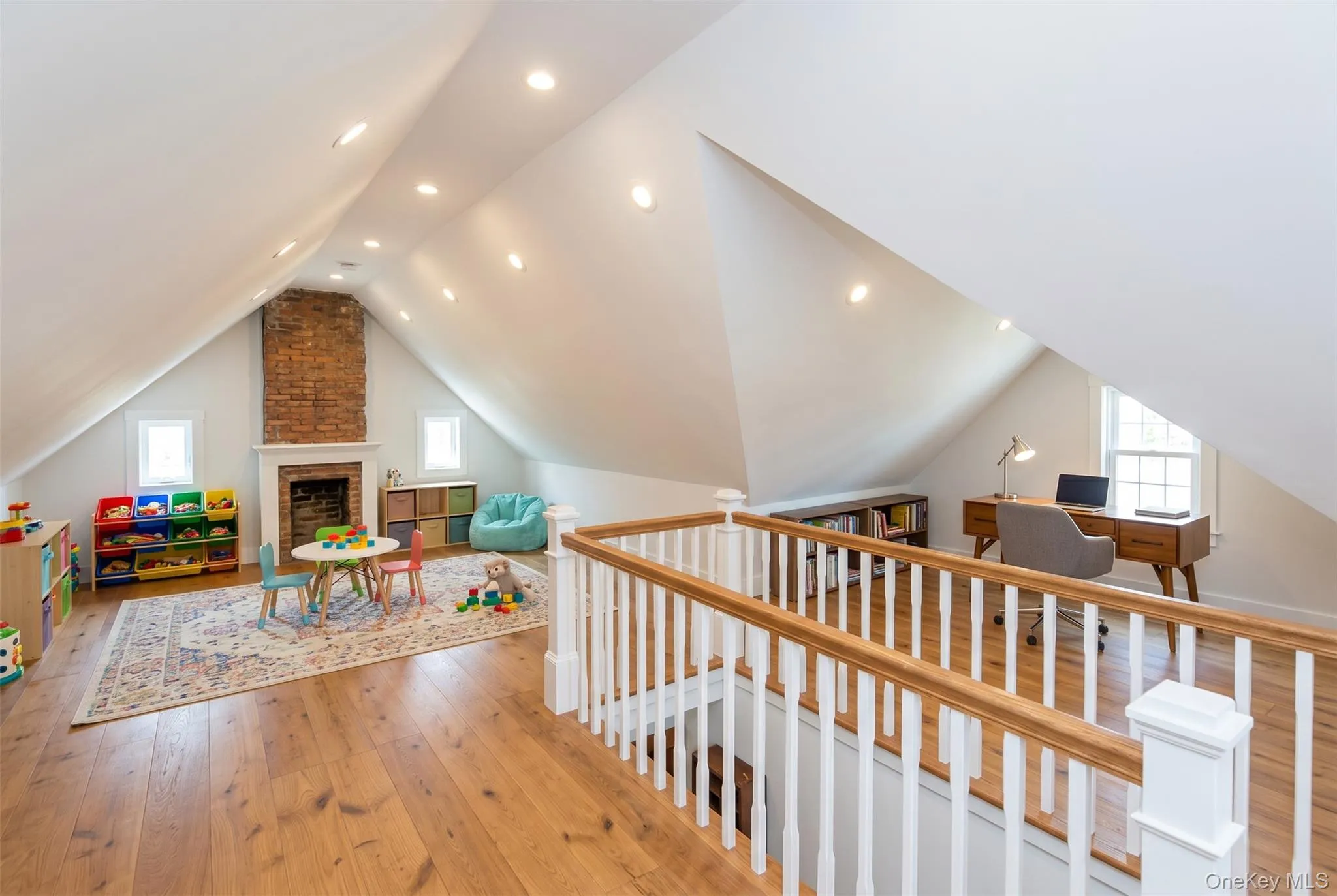 PLEASE NOTE: with my interior design background, I virtually staged this image to show what this attic could look like once finished — please note the space is currently unfinished. Scroll ahead to see its current, as-is condition. PLEASE NOTE: with my interior design background, I virtually staged this image to show what this attic could look like once finished — please note the space is currently unfinished. Scroll ahead to see its current, as-is condition.