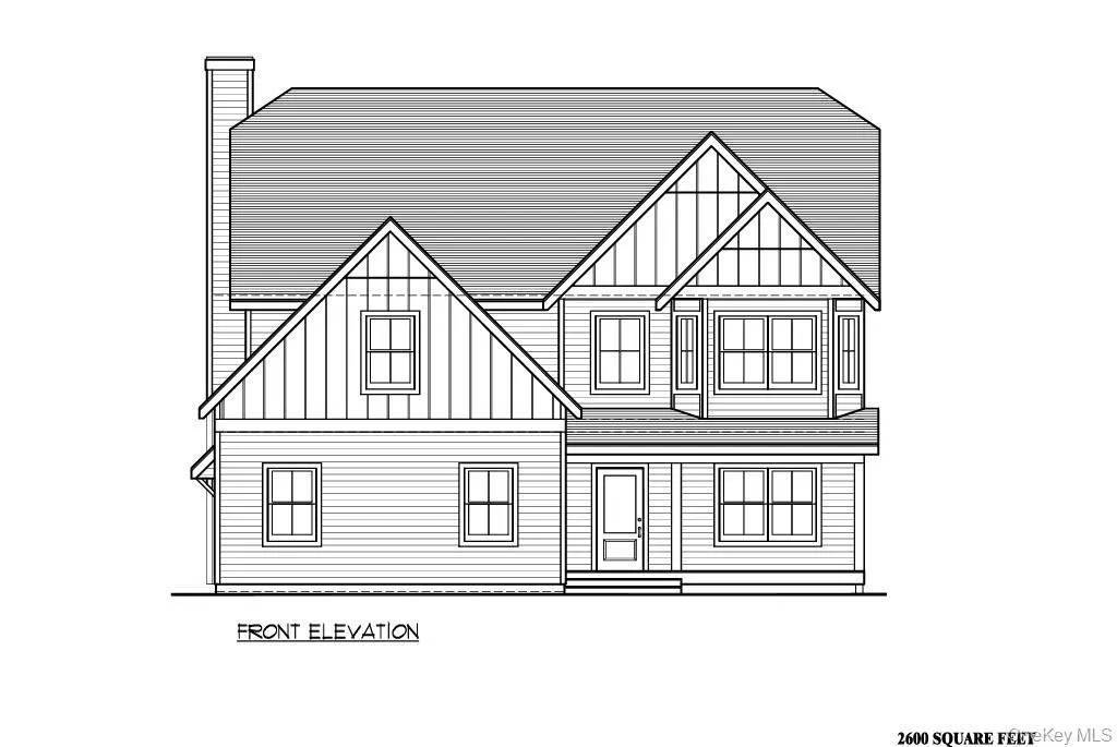 Front elevation drawing providing a detailed architectural view of the Harper Model's exterior design. Front elevation drawing providing a detailed architectural view of the Harper Model's exterior design.