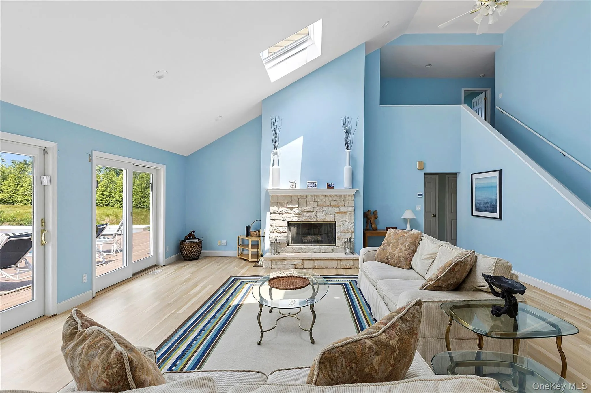 Living room with wood burning fireplace Living room with wood burning fireplace