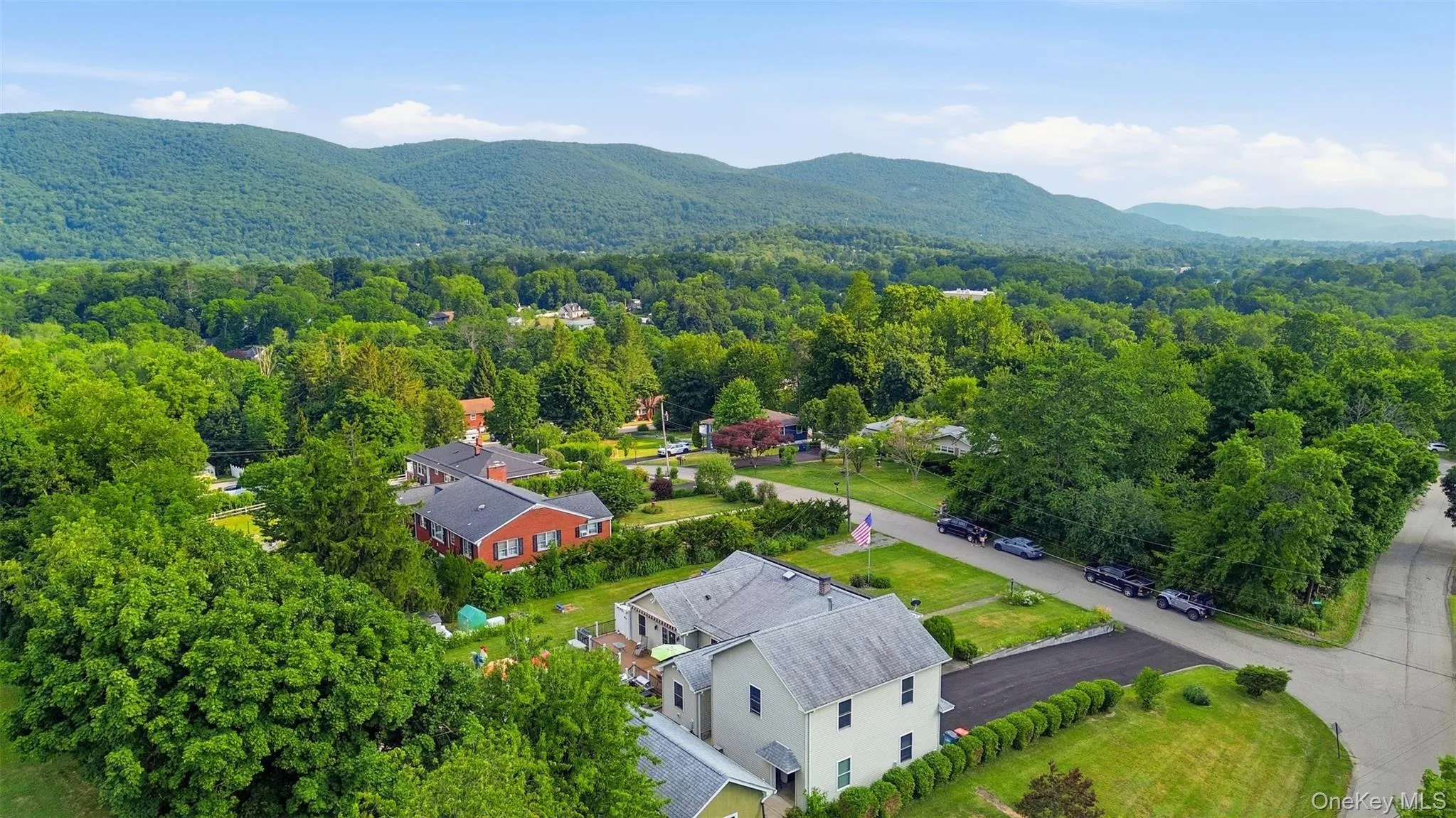 Expansive neighborhood featuring mature trees and distant mountain ranges Expansive neighborhood featuring mature trees and distant mountain ranges