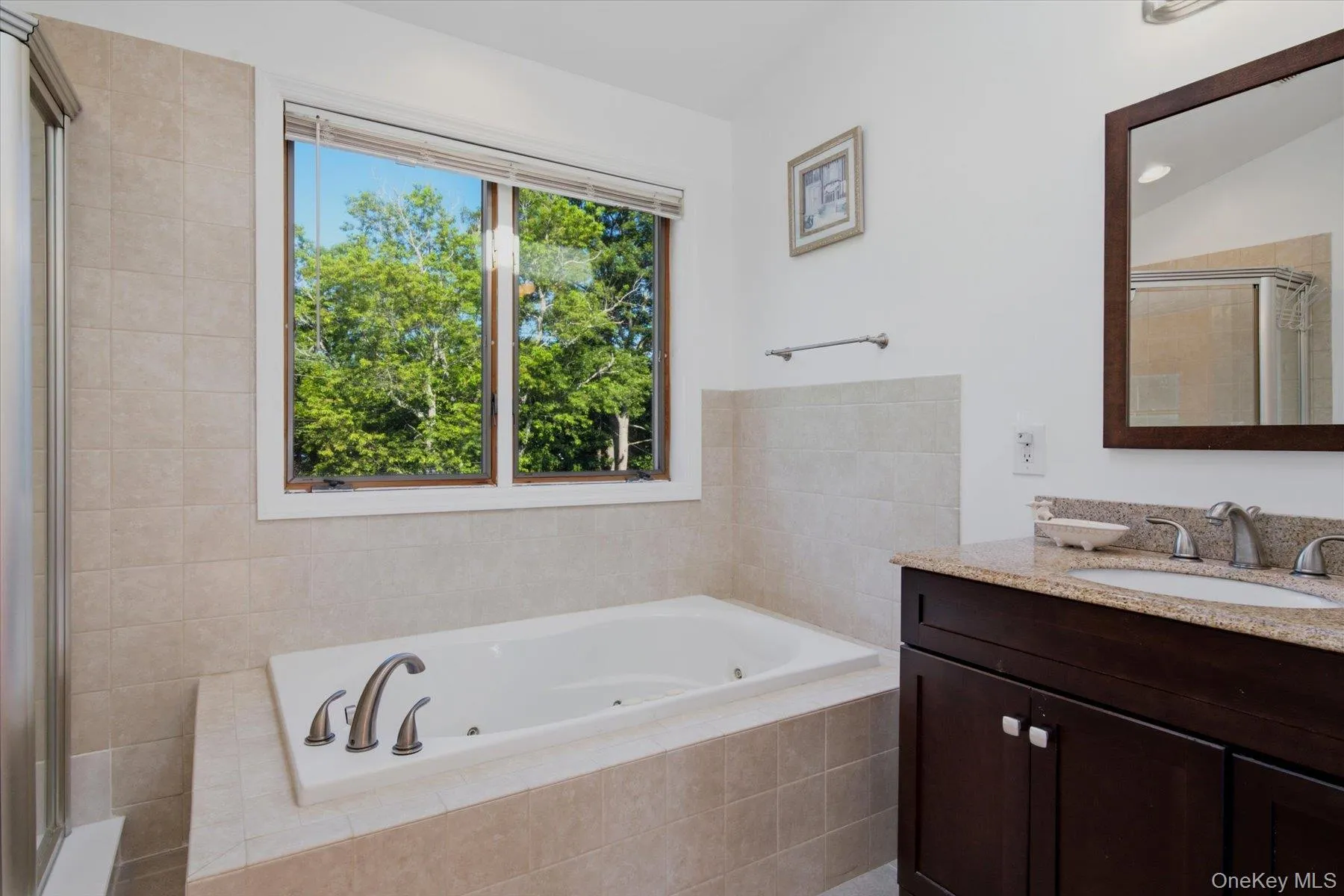 Beautiful Primary bathroom with Jacuzzi and shower. Beautiful Primary bathroom with Jacuzzi and shower.