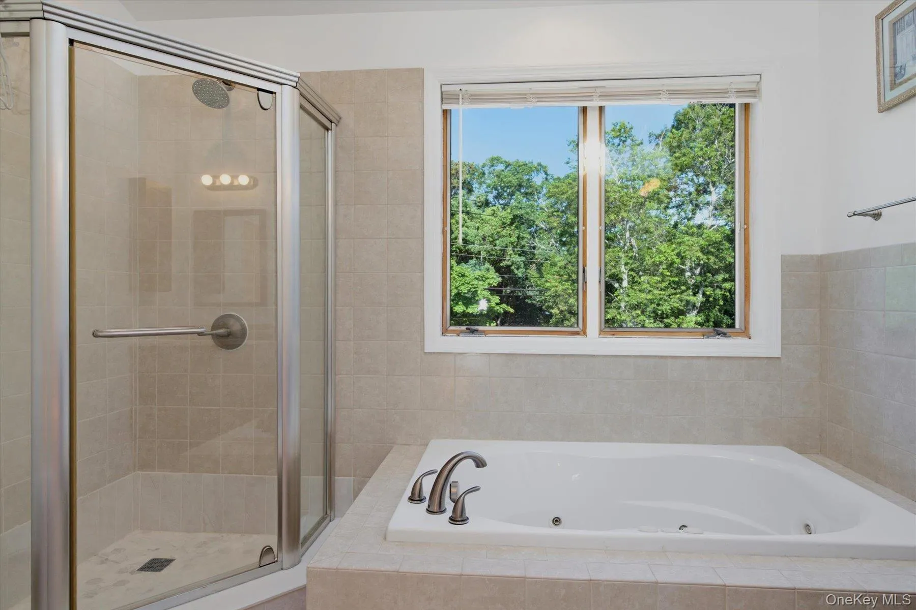 Primary bathroom with Jacuzzi and oversized shower Primary bathroom with Jacuzzi and oversized shower