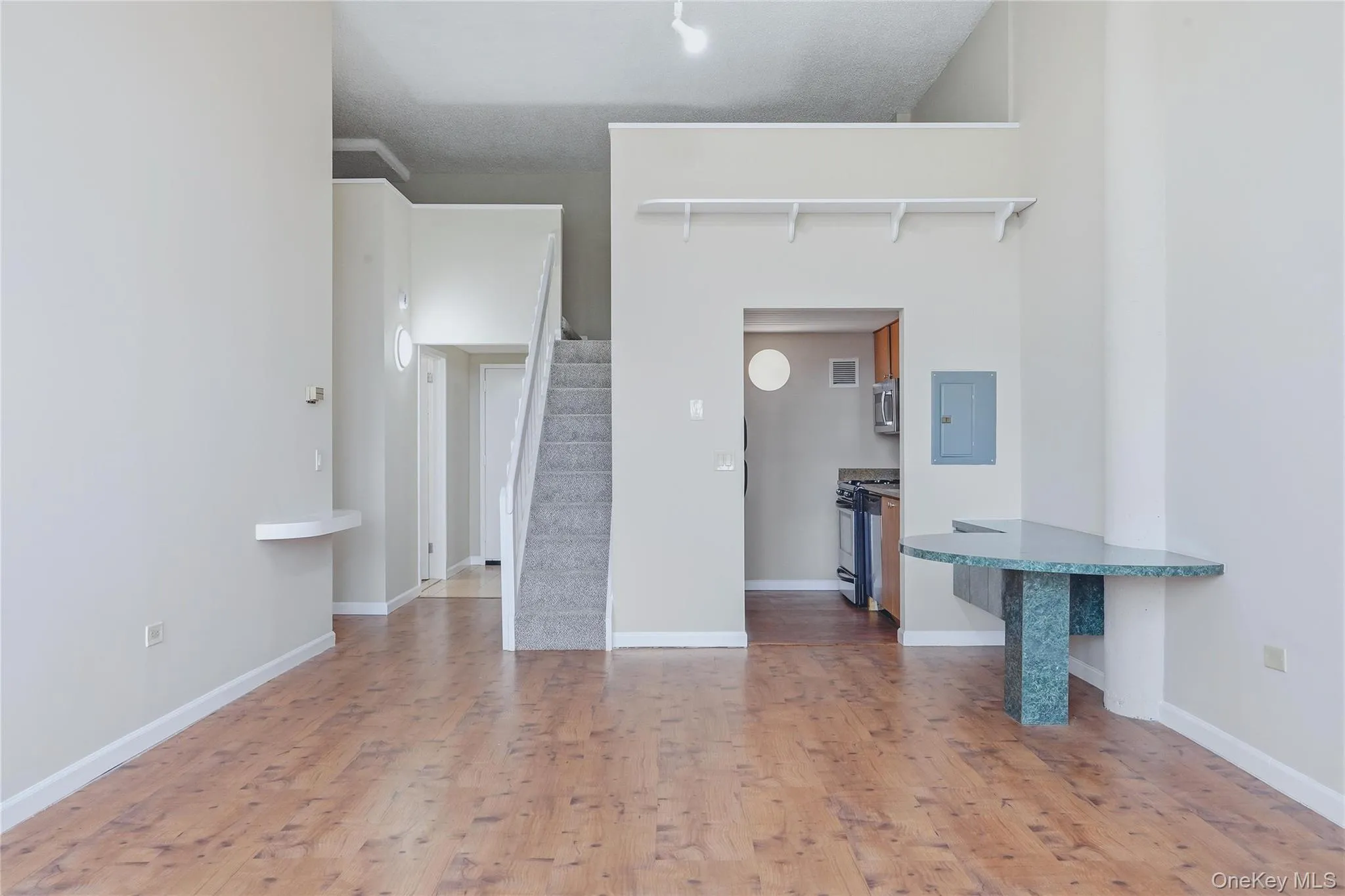 Kitchen and dining area view. Kitchen and dining area view.