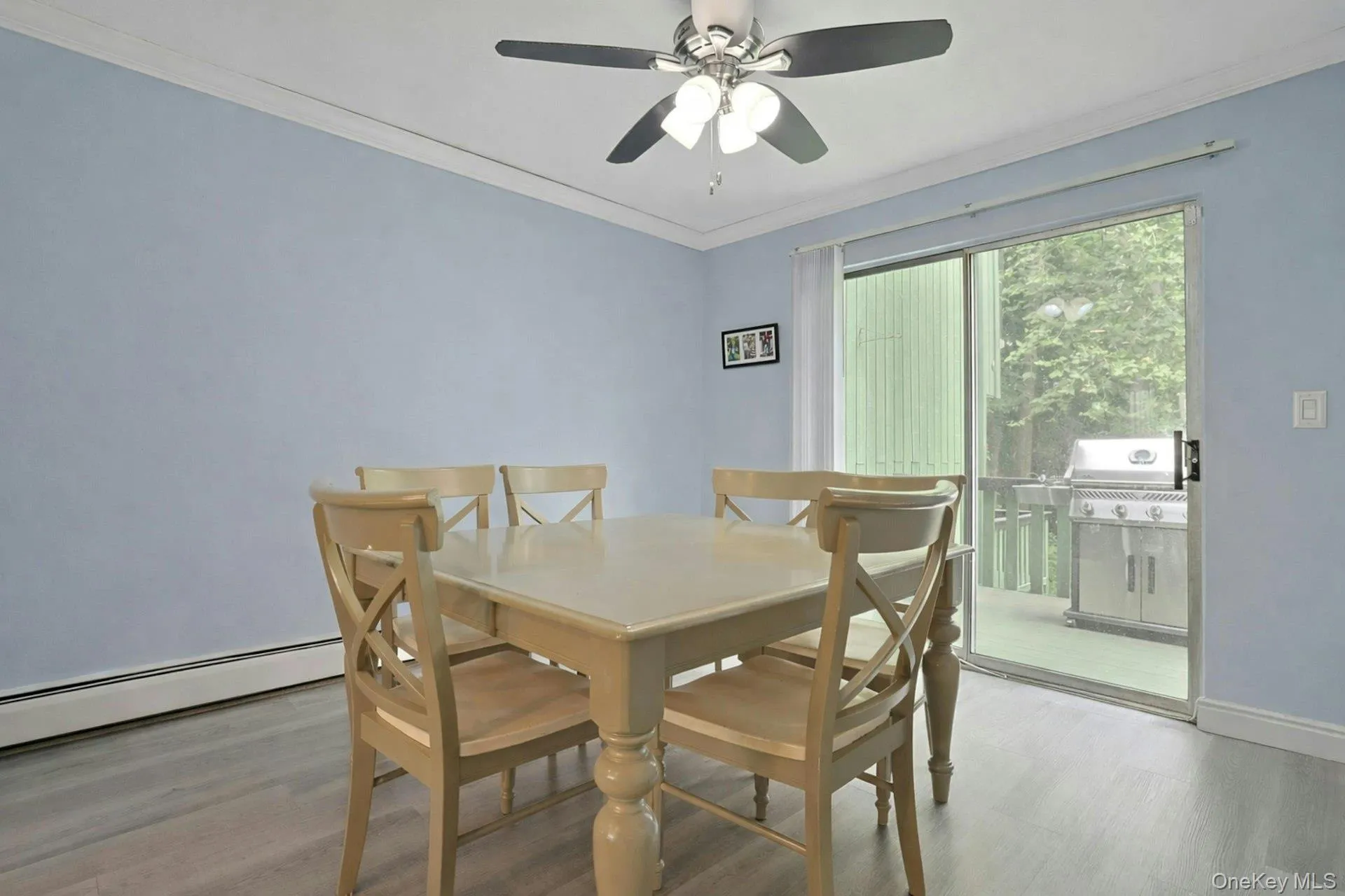 The sliding glass doors lead to a private deck. The sliding glass doors lead to a private deck.