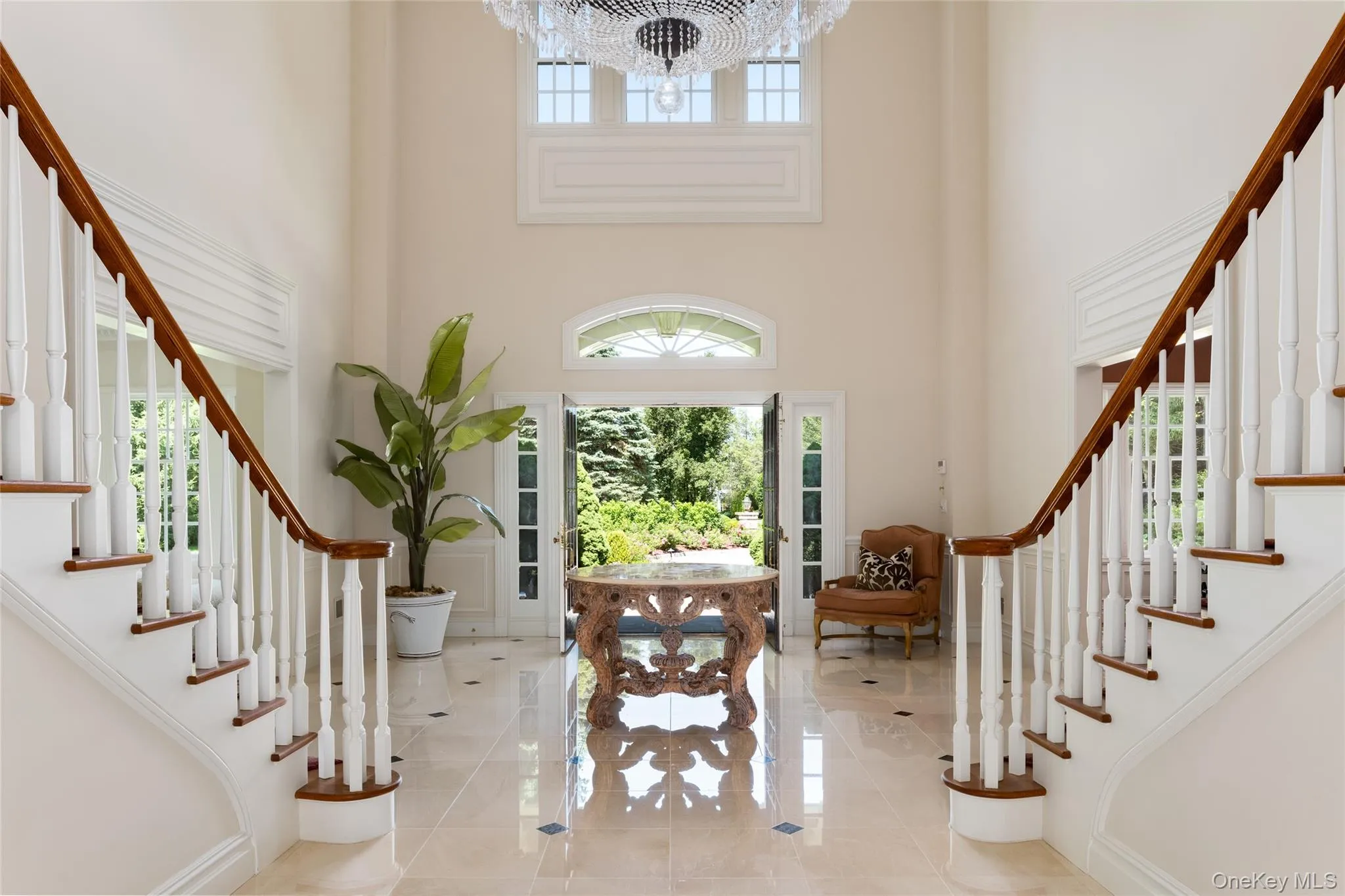Double Staircase looking out at the private entry Double Staircase looking out at the private entry