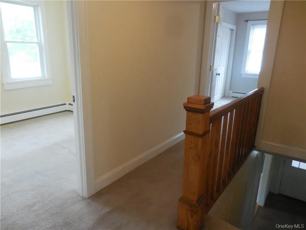 Stairway with carpet and a baseboard radiator Stairway with carpet and a baseboard radiator